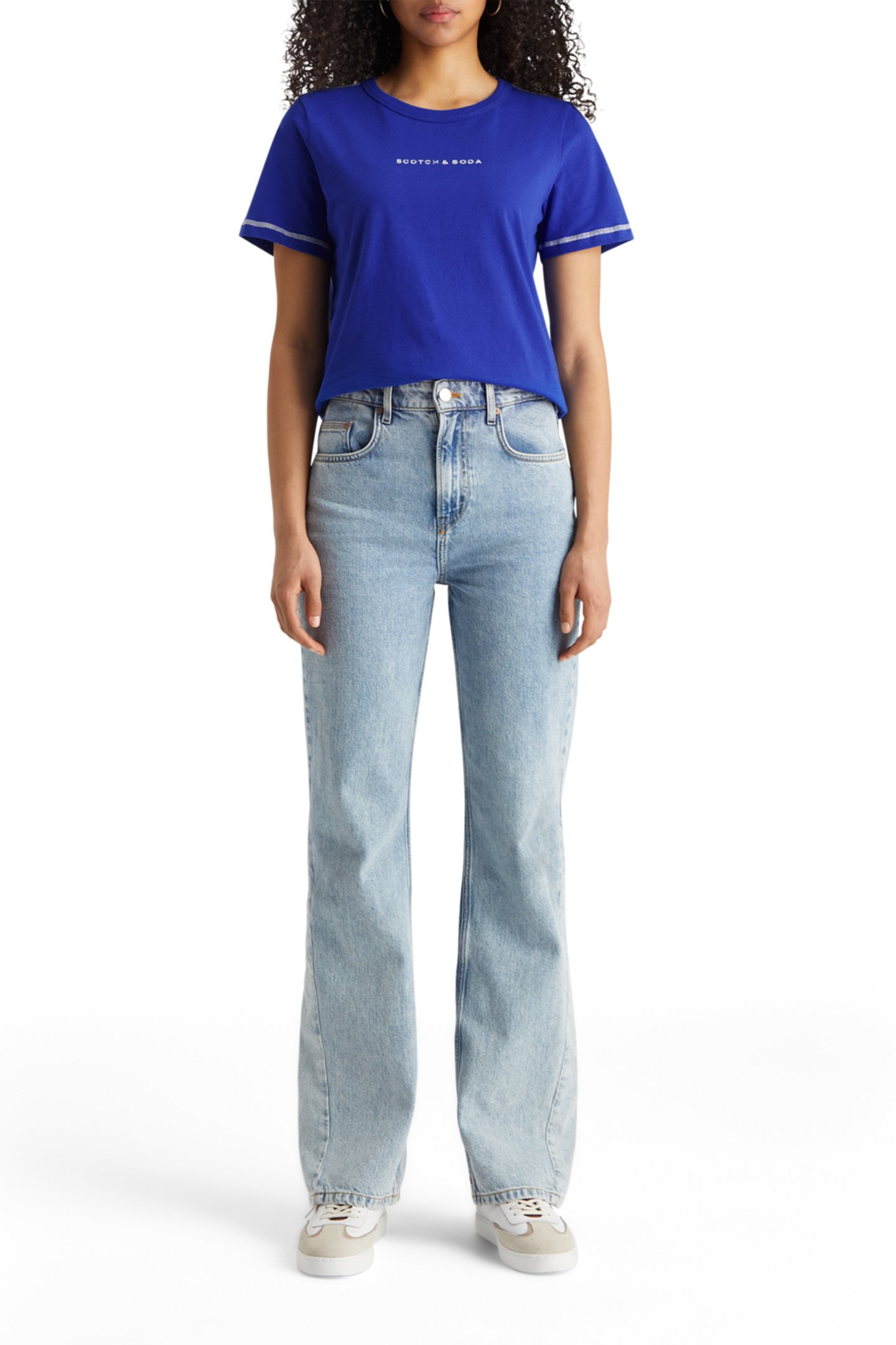 REGULAR FIT T-SHIRT WITH FLATLOCK DETAIL ELECTRIC BLUE 3