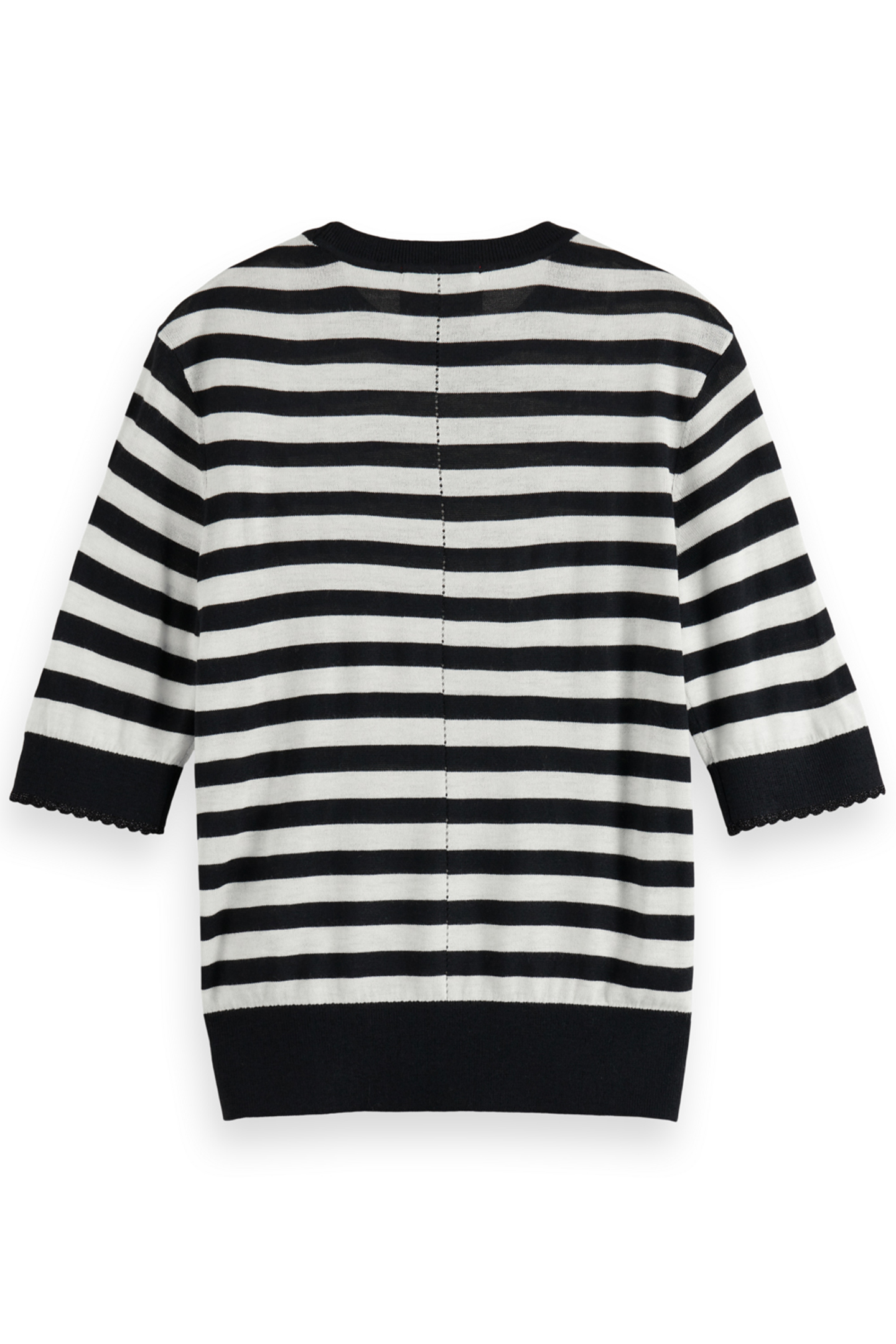 CREW NECK SHORT SLEEVED PULLOVER BLACK AND WHITE STRIPE 5