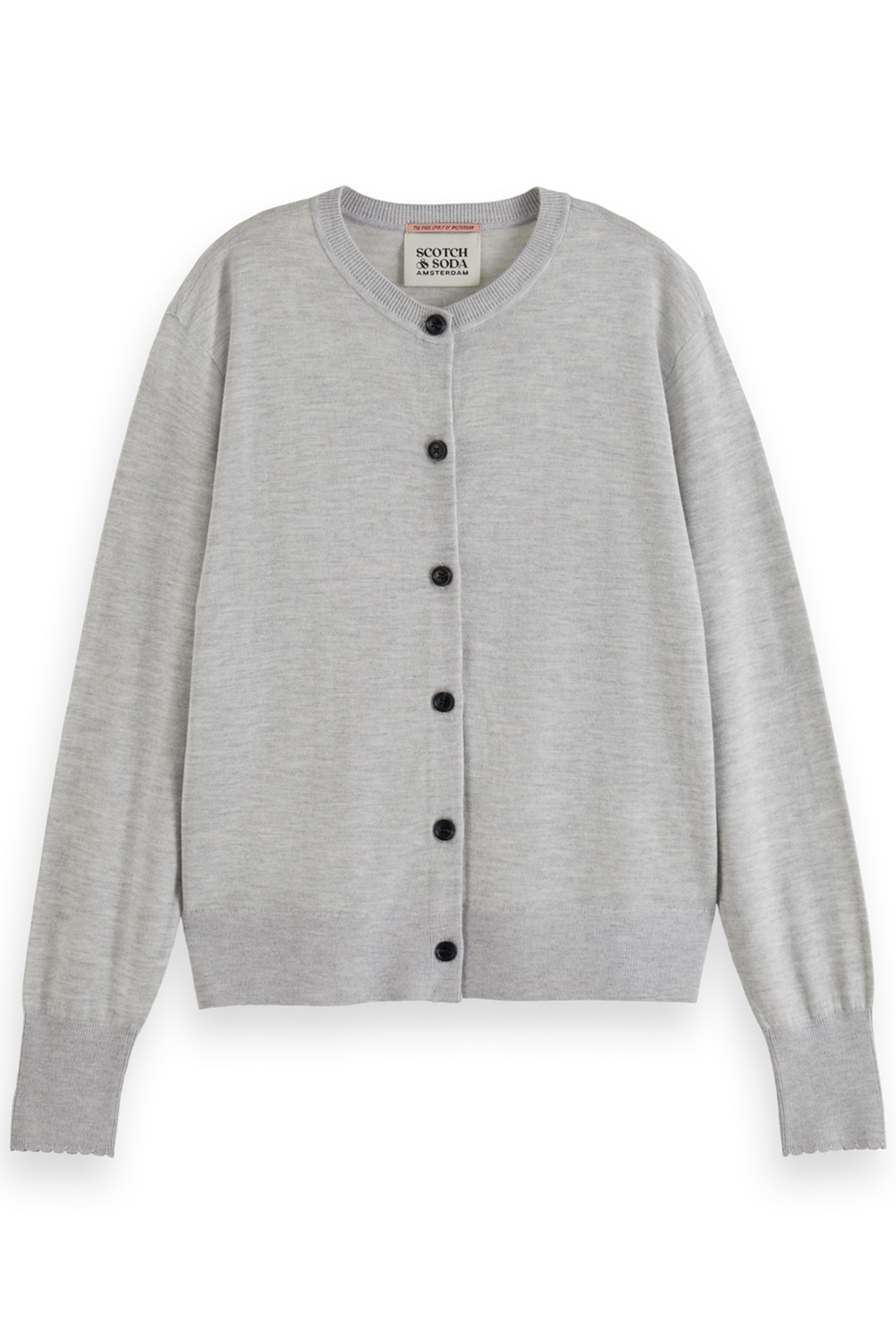 CREW NECK RELAXED CARDIGAN LIGHT GREY MELANGE 1
