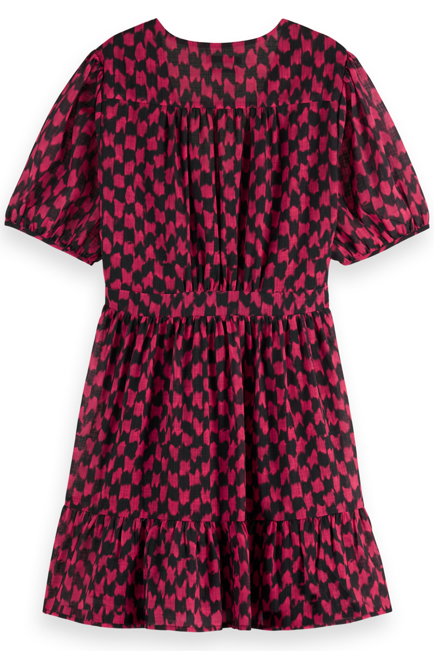 MINI WRAP DRESS IKAT CHECKERBOARD PINK 2
