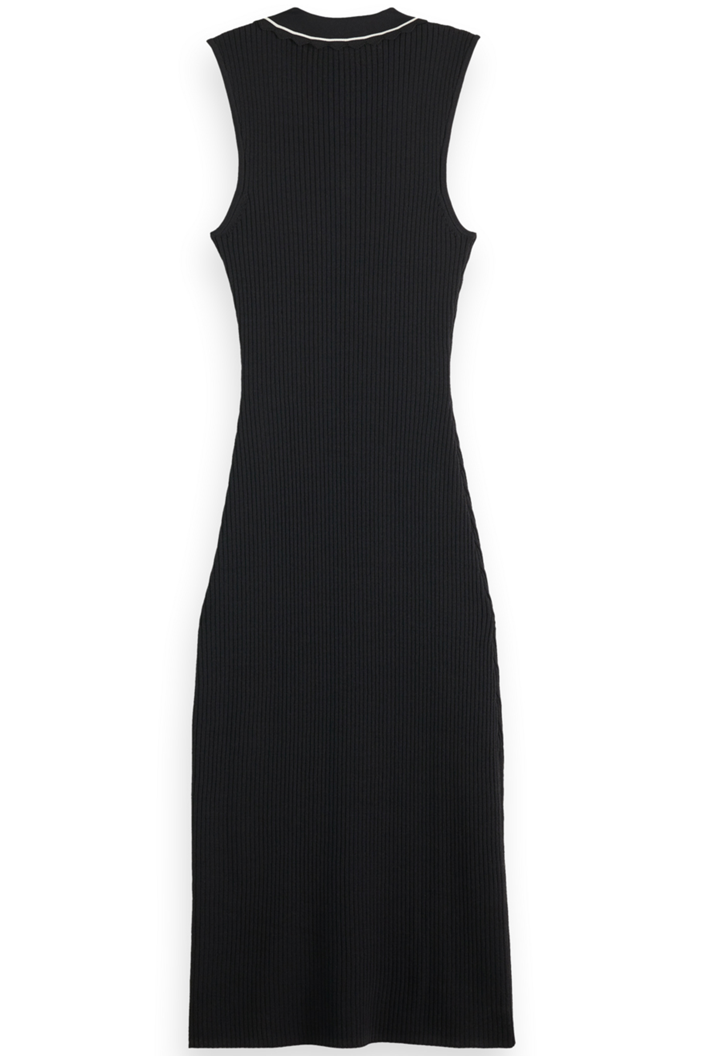 RIBBED COLLARED KNITTED DRESS EVENING BLACK 2