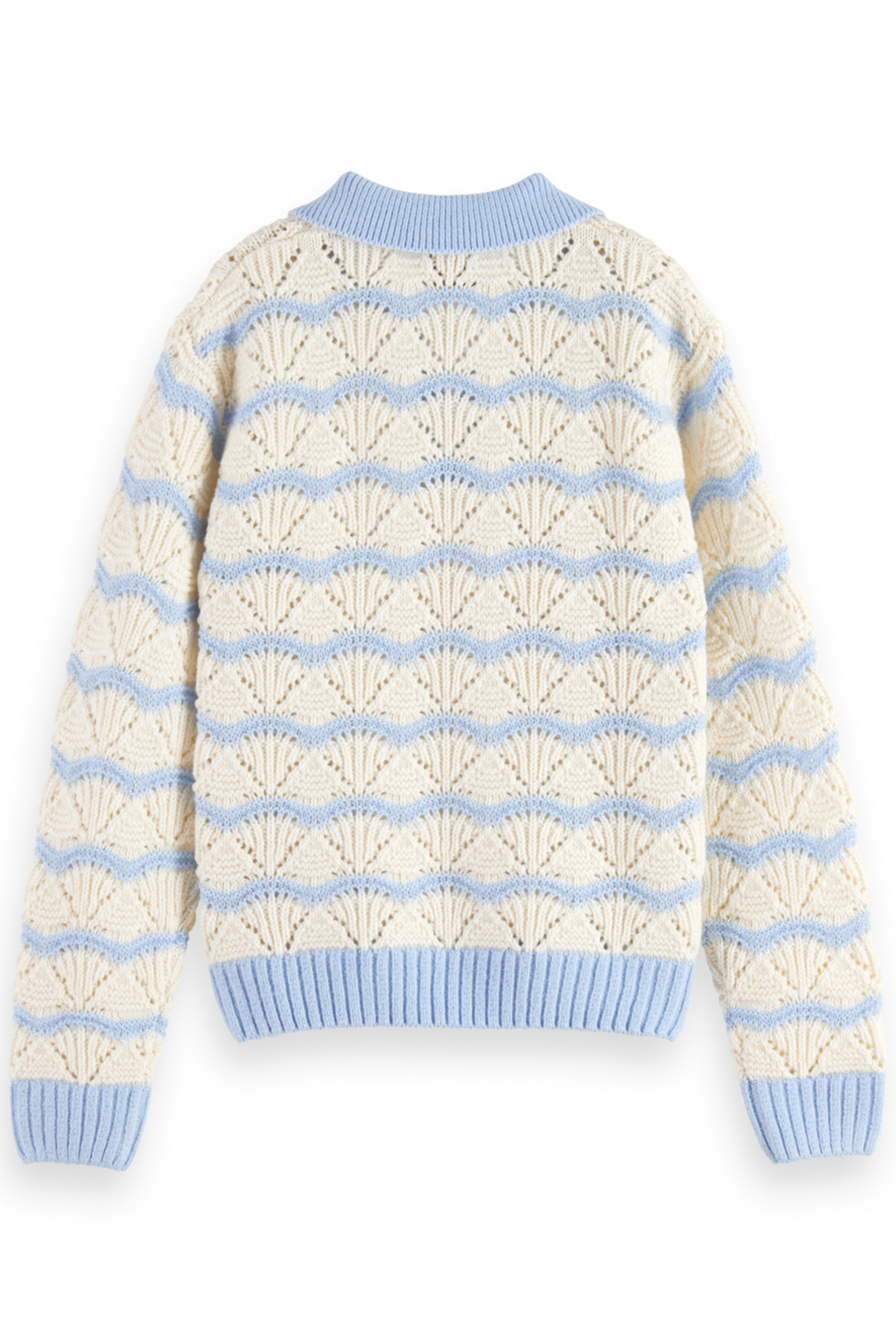 GIRL STRIPE BOXY PULLOVER WITH COLLAR PACIFIC BLUE 2