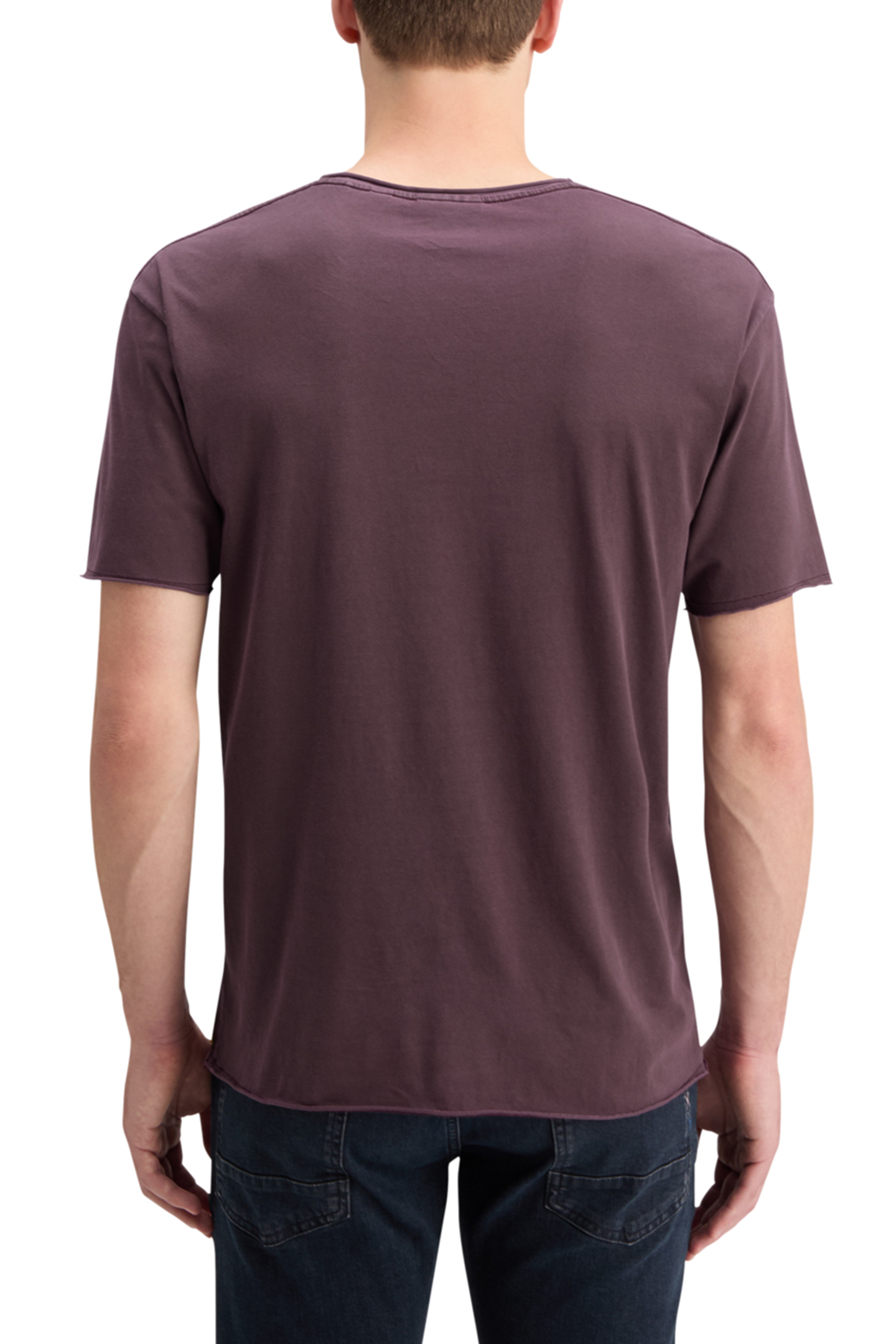 RAW EDGE GARMENT DYE T-SHIRT BERRY 2