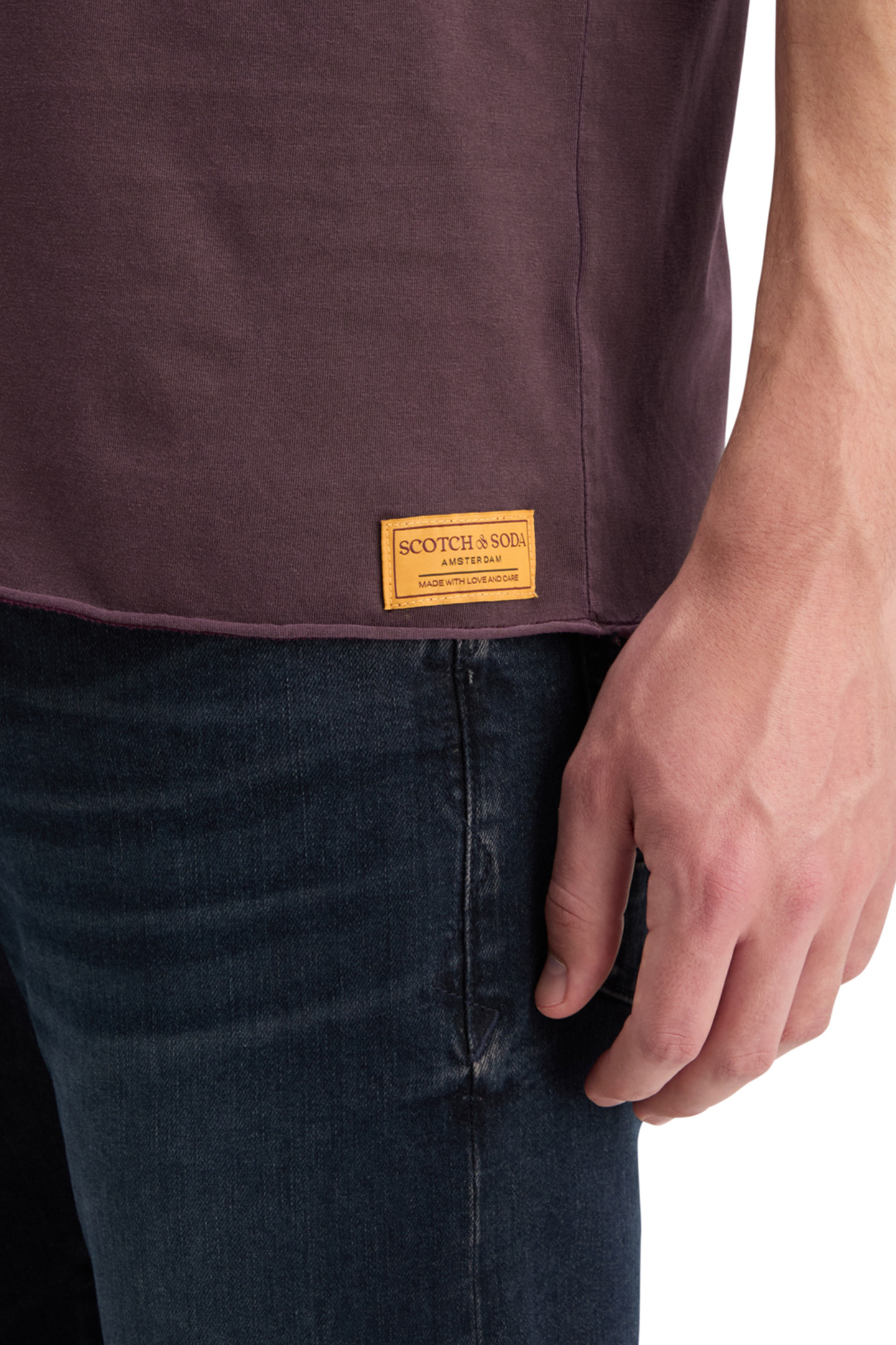 RAW EDGE GARMENT DYE T-SHIRT BERRY 7