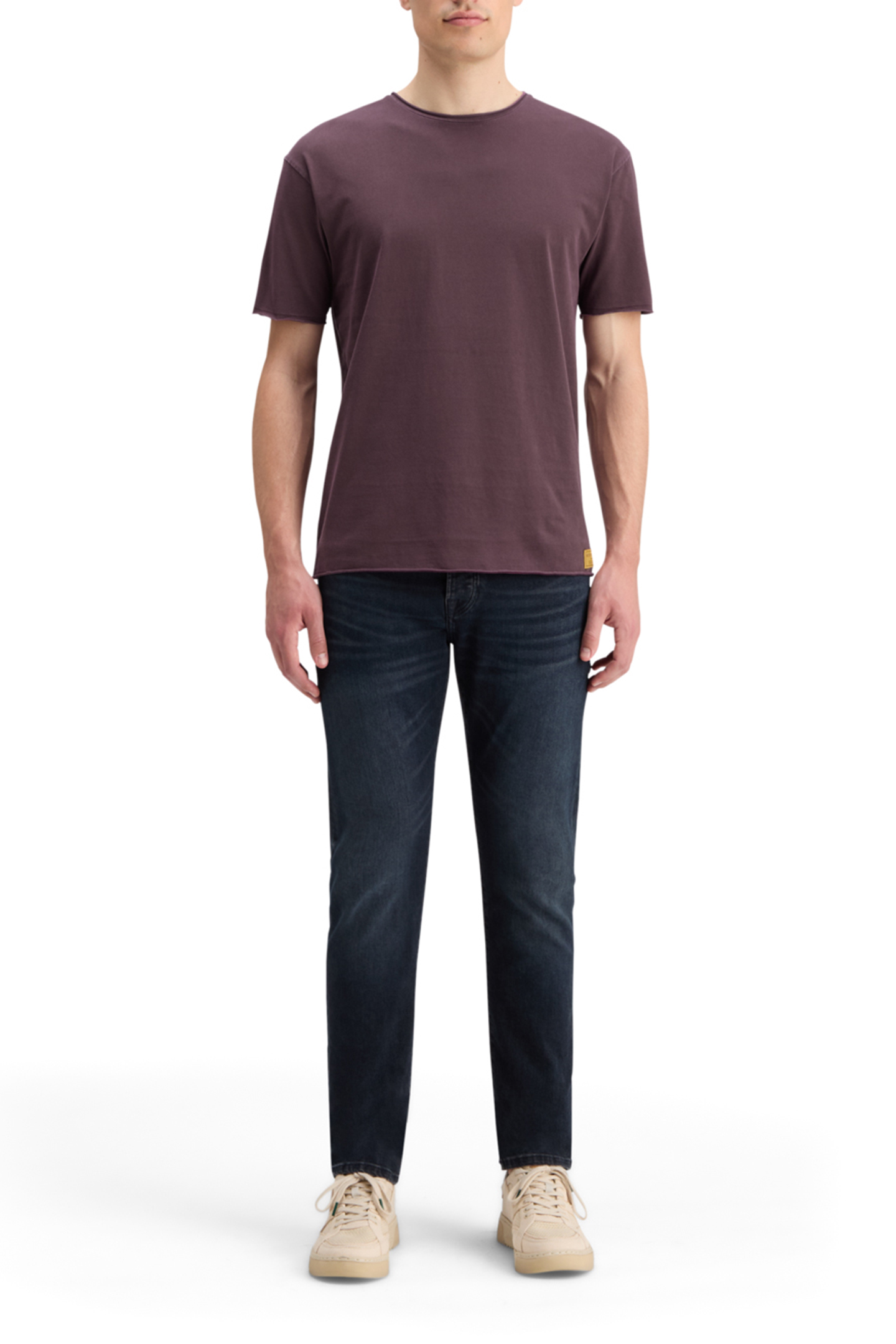 RAW EDGE GARMENT DYE T-SHIRT BERRY 3