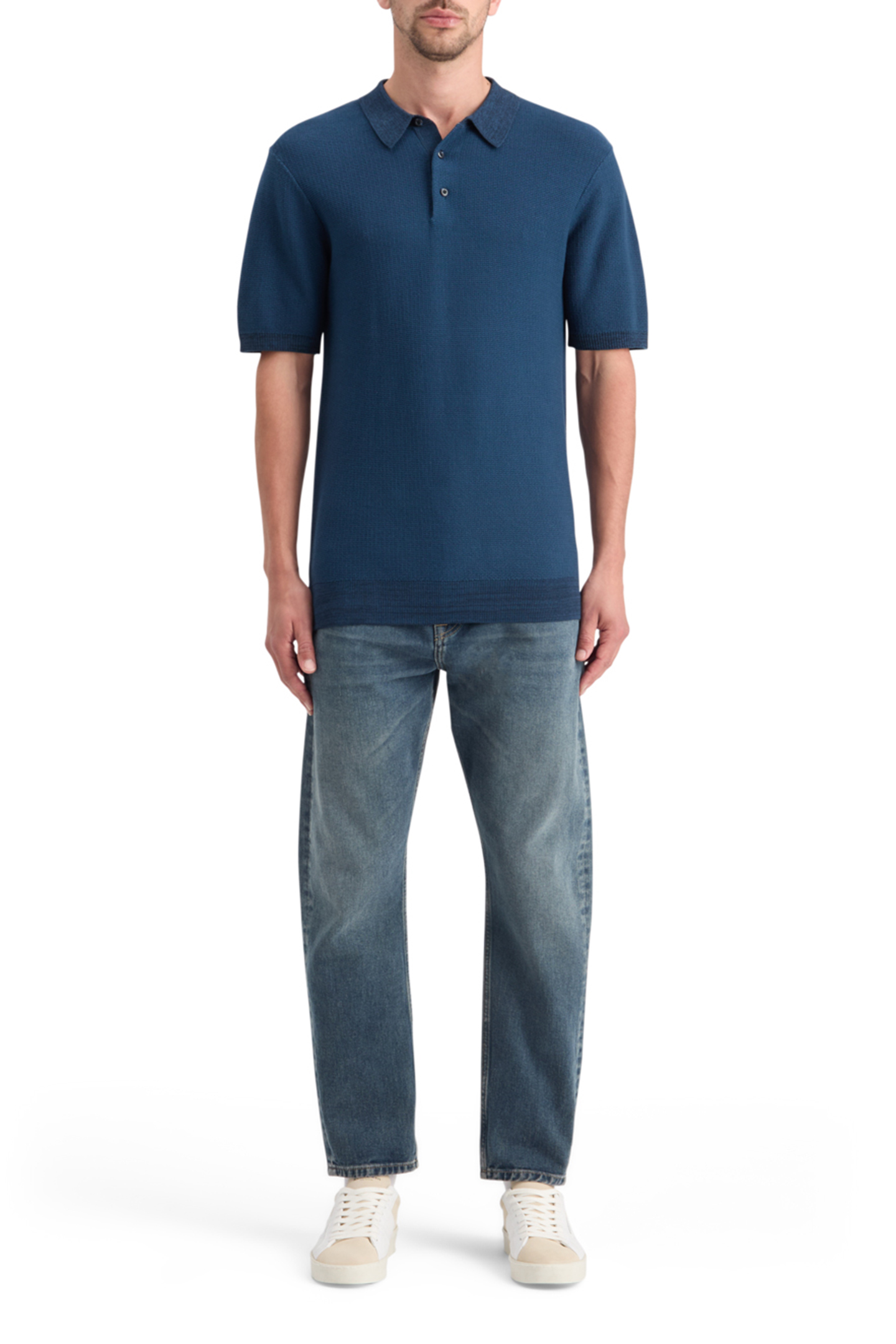 STRUCTURED KNITTED POLO HERITAGE BLUE 3