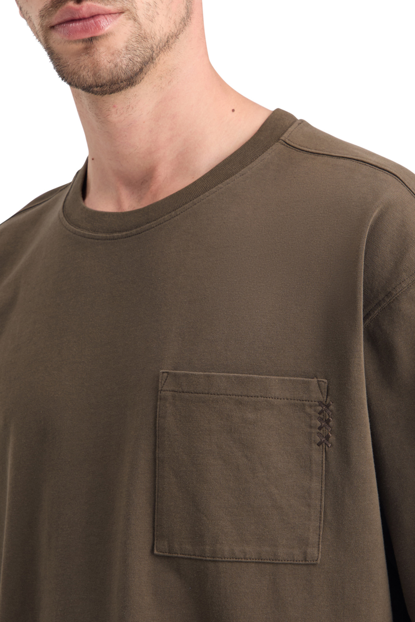3 CROSSES LOOSE FIT POCKET T-SHIRT COFFEE 7