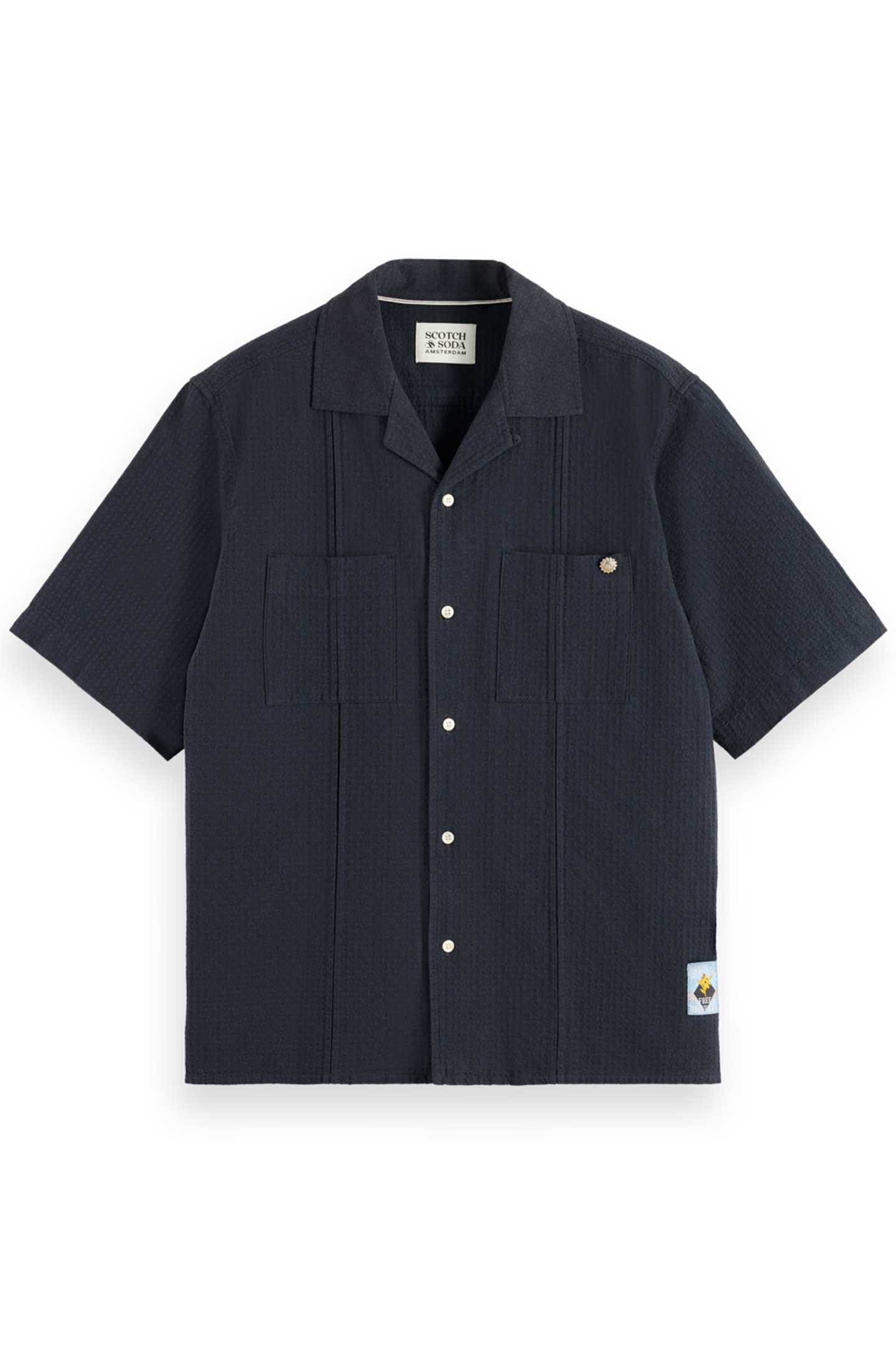 RELAXED FIT STRUCTURED DOBBY SHIRT BLACK 4