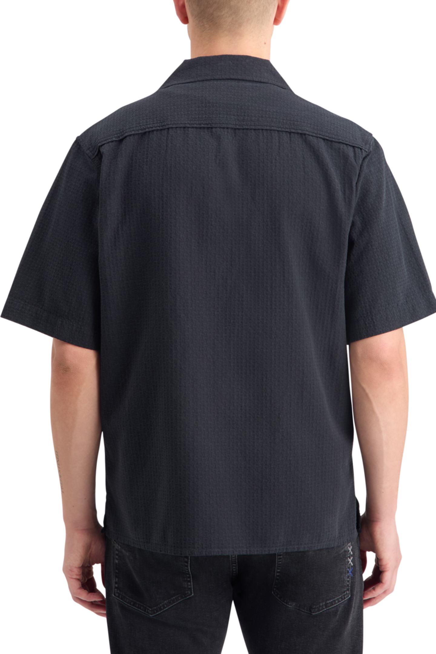 RELAXED FIT STRUCTURED DOBBY SHIRT BLACK 2