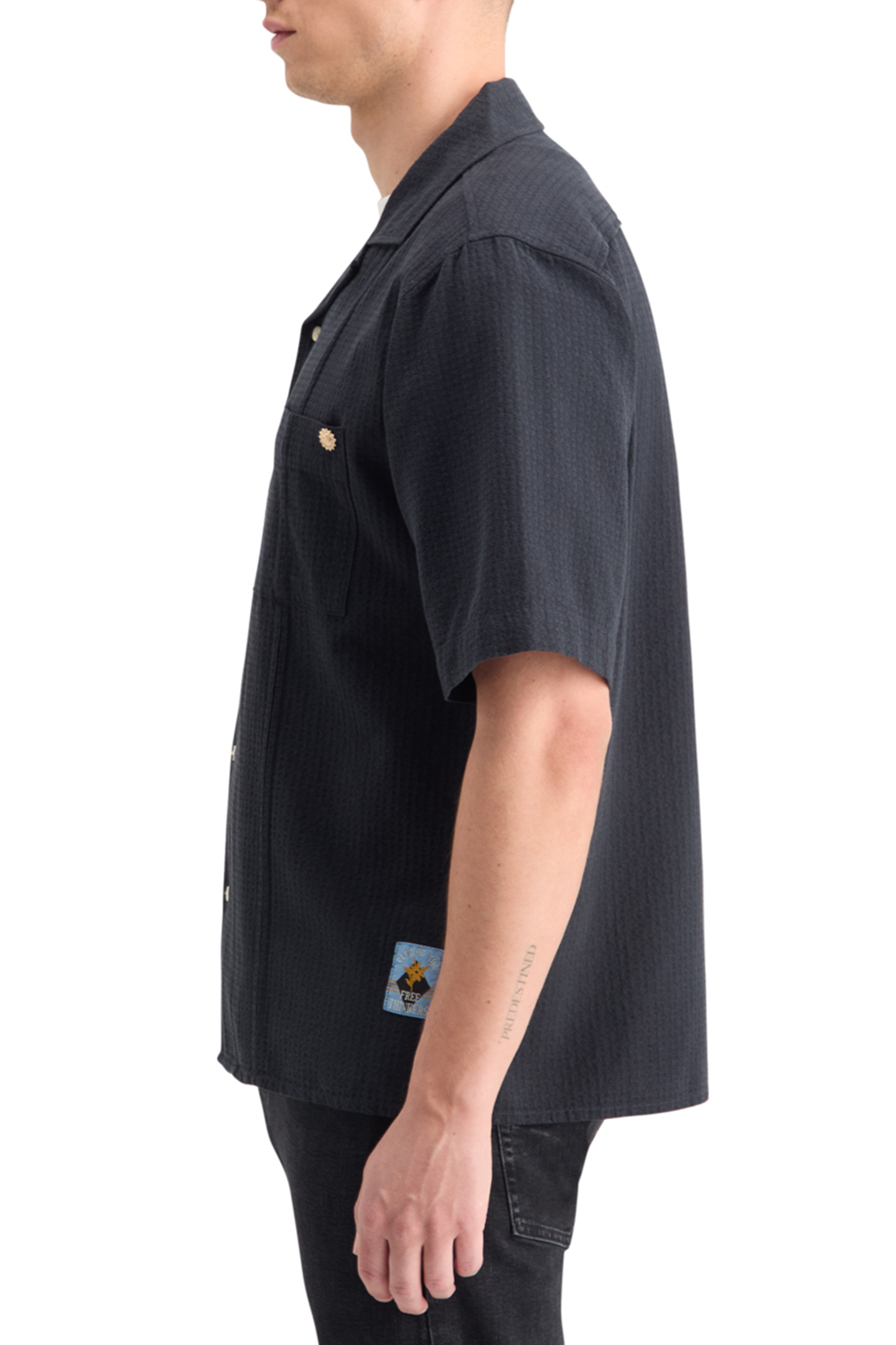 RELAXED FIT STRUCTURED DOBBY SHIRT BLACK 6