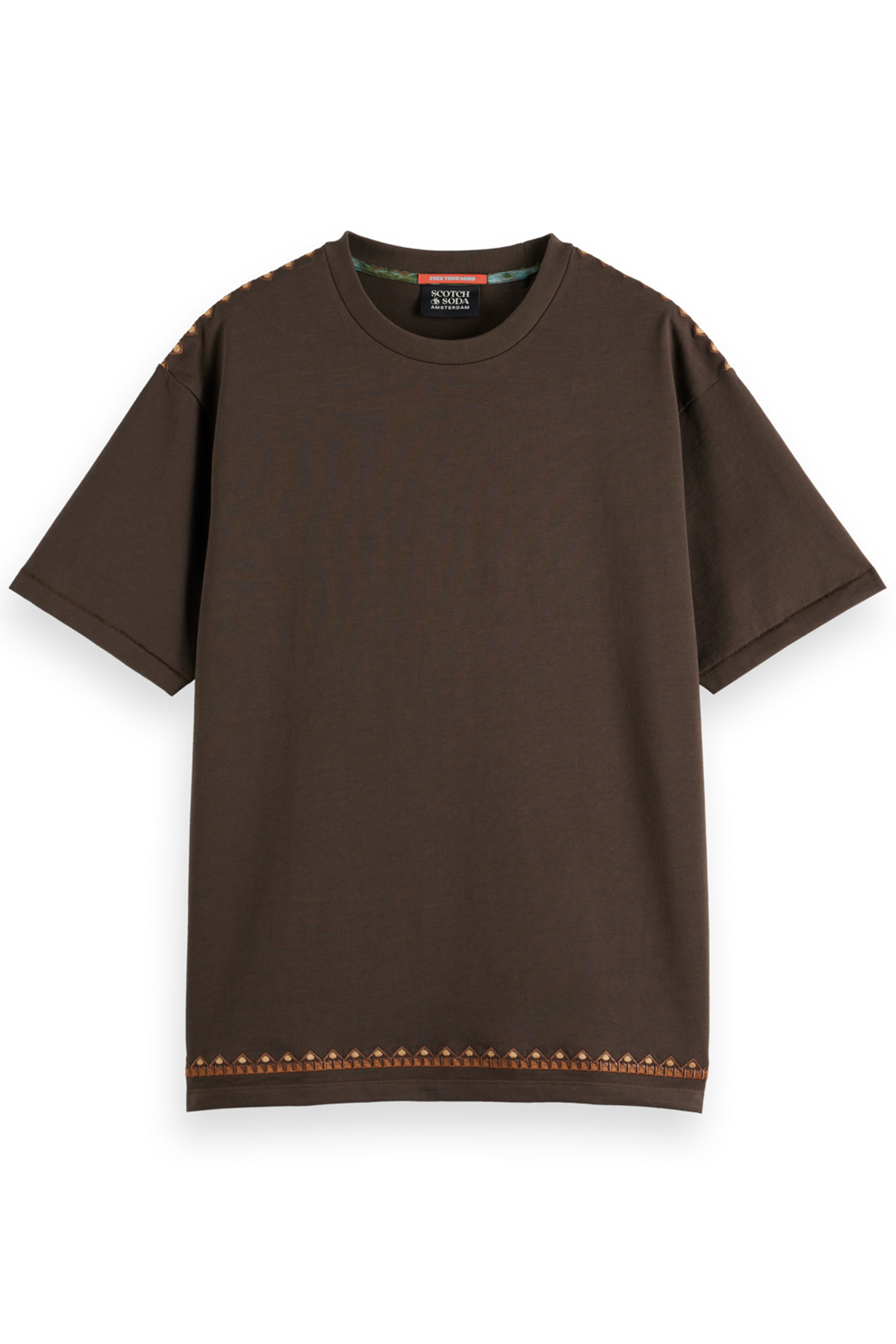 RELAXED FIT EMBROIDERY T-SHIRT COFFEE 4