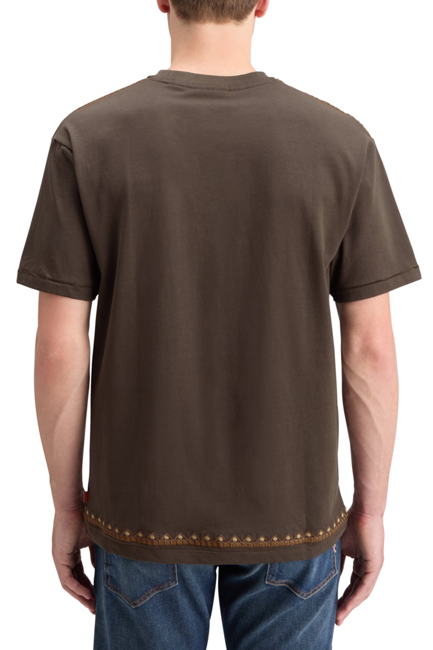 RELAXED FIT EMBROIDERY T-SHIRT COFFEE 2