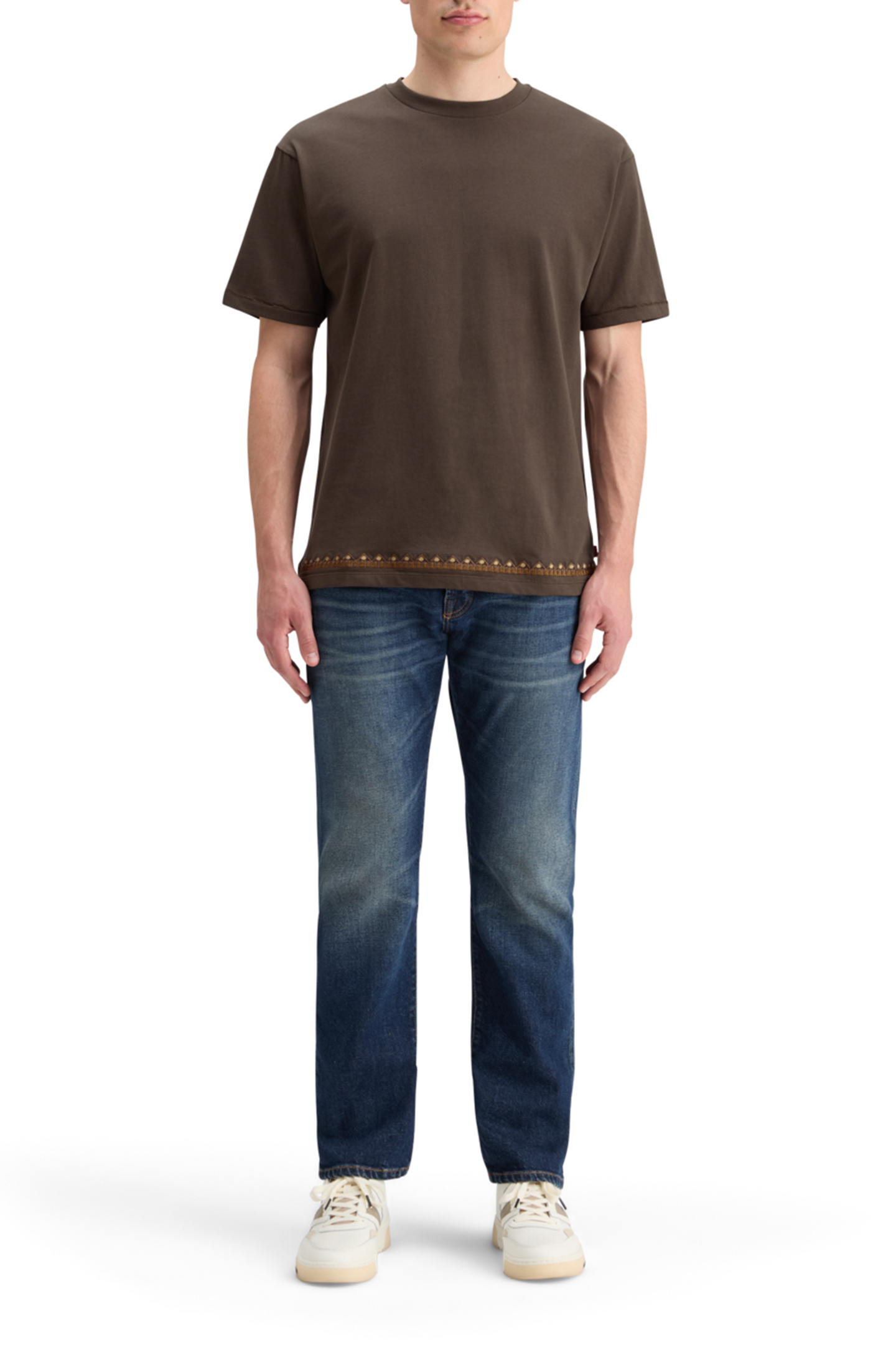 RELAXED FIT EMBROIDERY T-SHIRT COFFEE 3