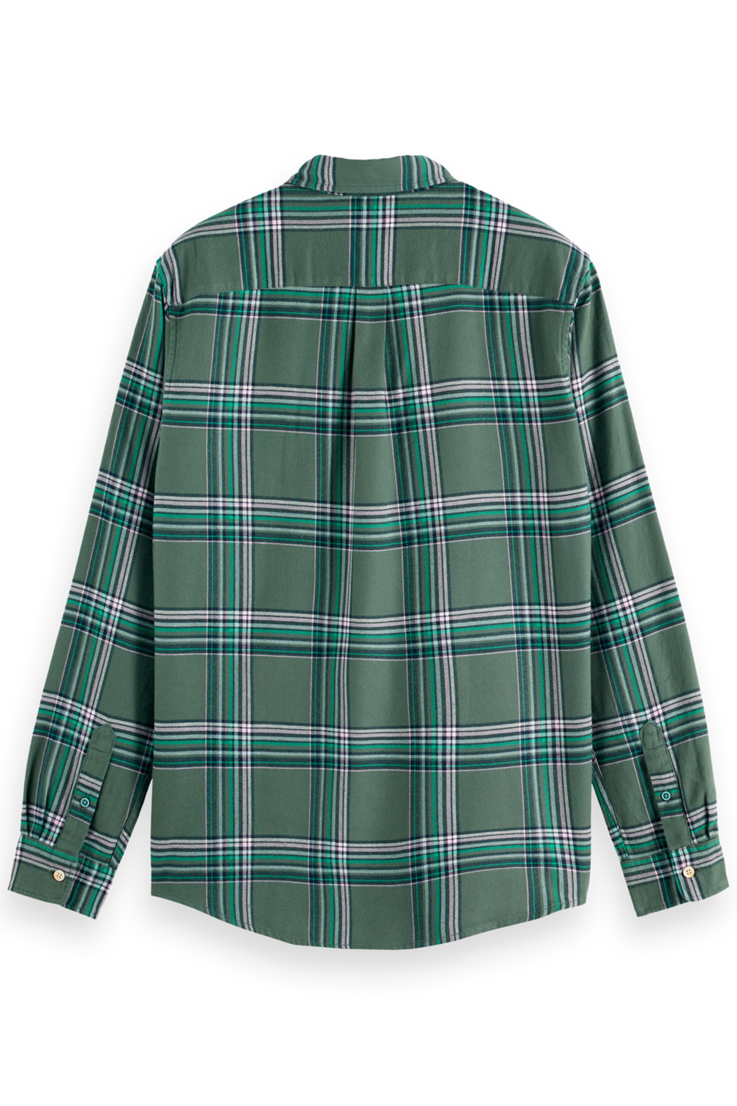 REGULAR FIT MULTICOLOURED FLANNEL CHECK SHIRT GREEN CHECK 5