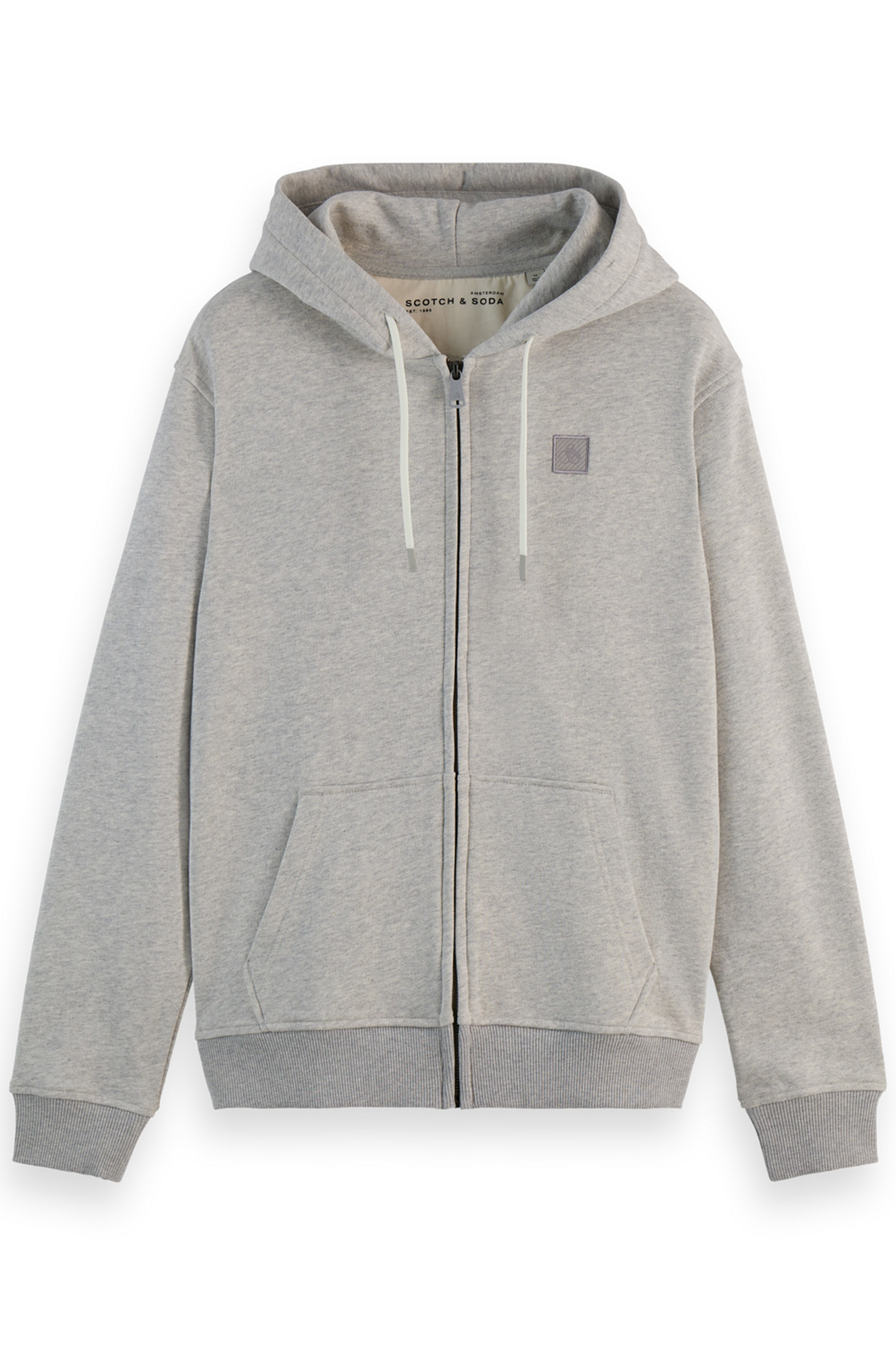ESSENTIAL LOGO BADGE ZIP-THROUGH HOODIE GREY MELANGE 4
