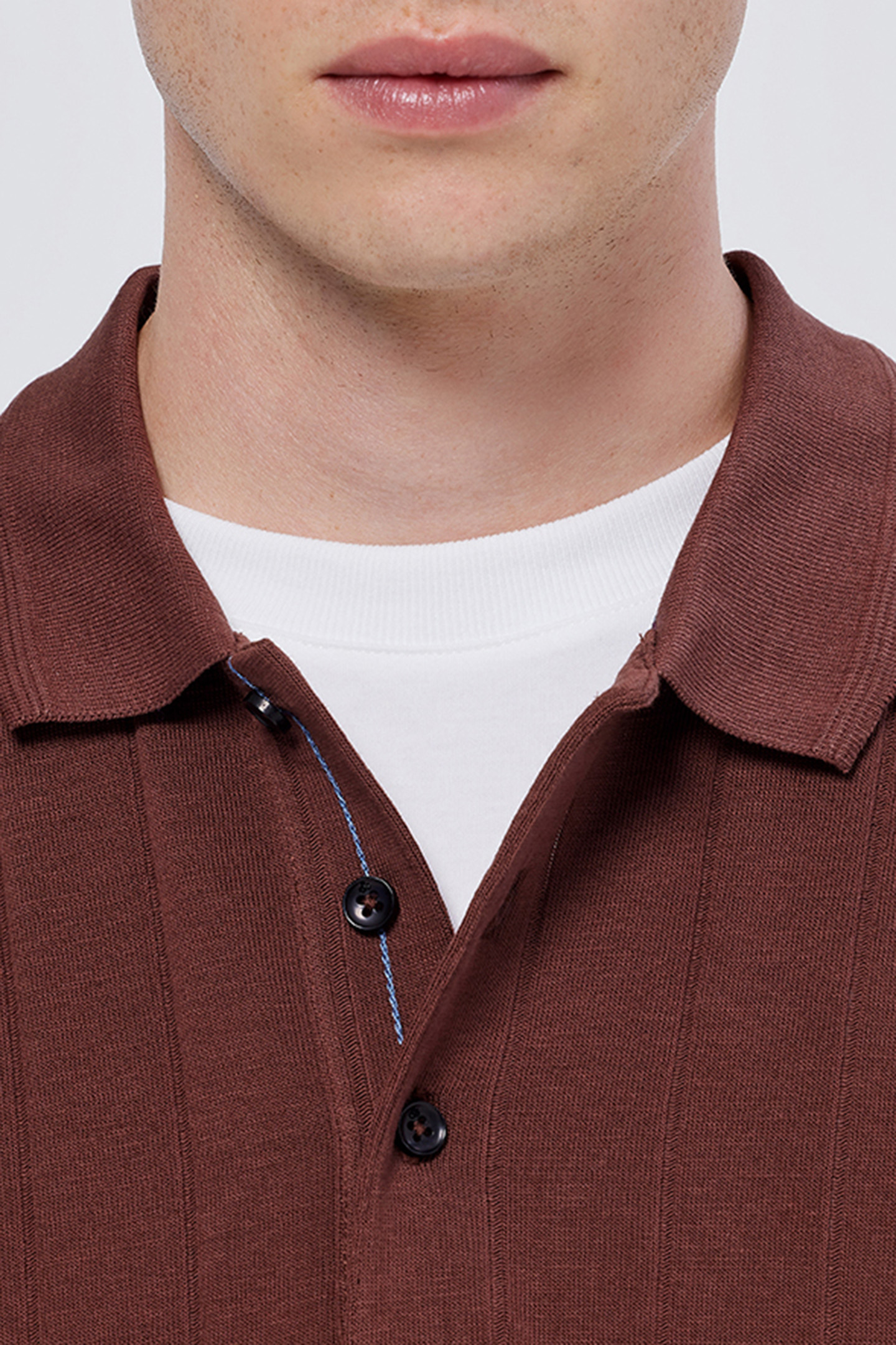 RIB KNITTED POLO RICH MAHOGANY 10