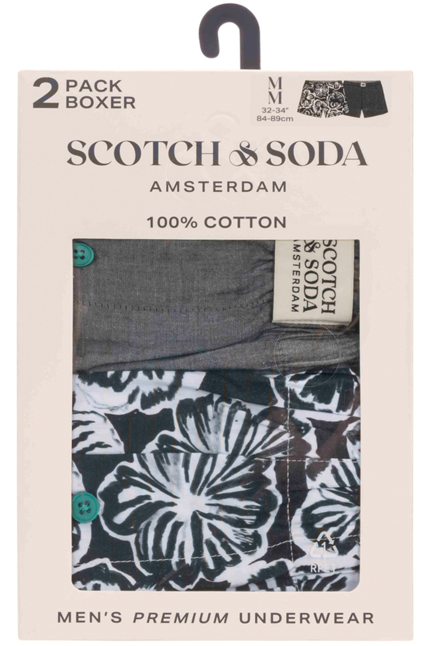 2PK MENS COTTON WOVEN BOXER BRIEF UNDERWEAR BLACK / WHITE 2