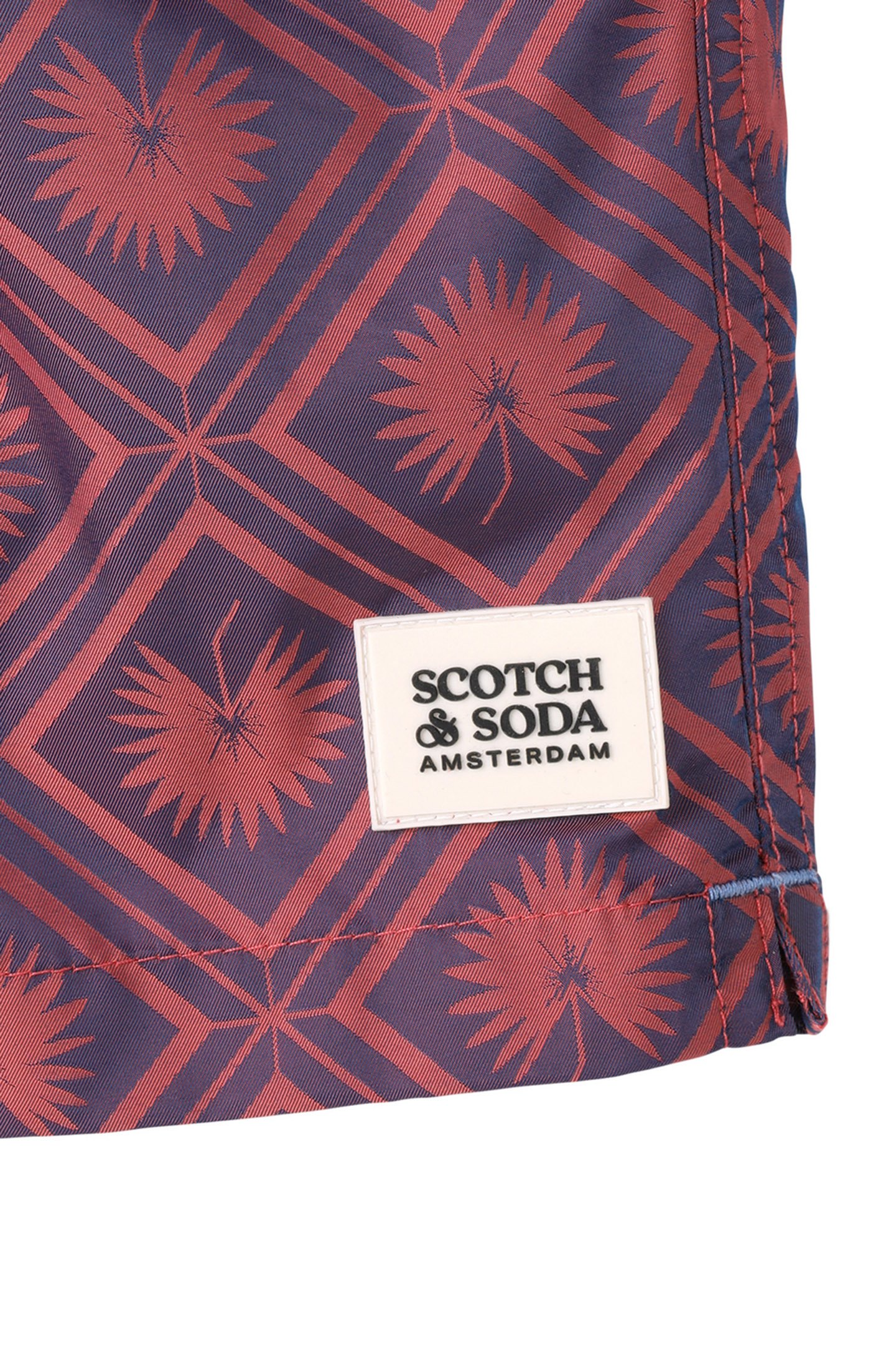 DIAMOND PATTERNED SWIM TRUNK LT PASTEL RED 5