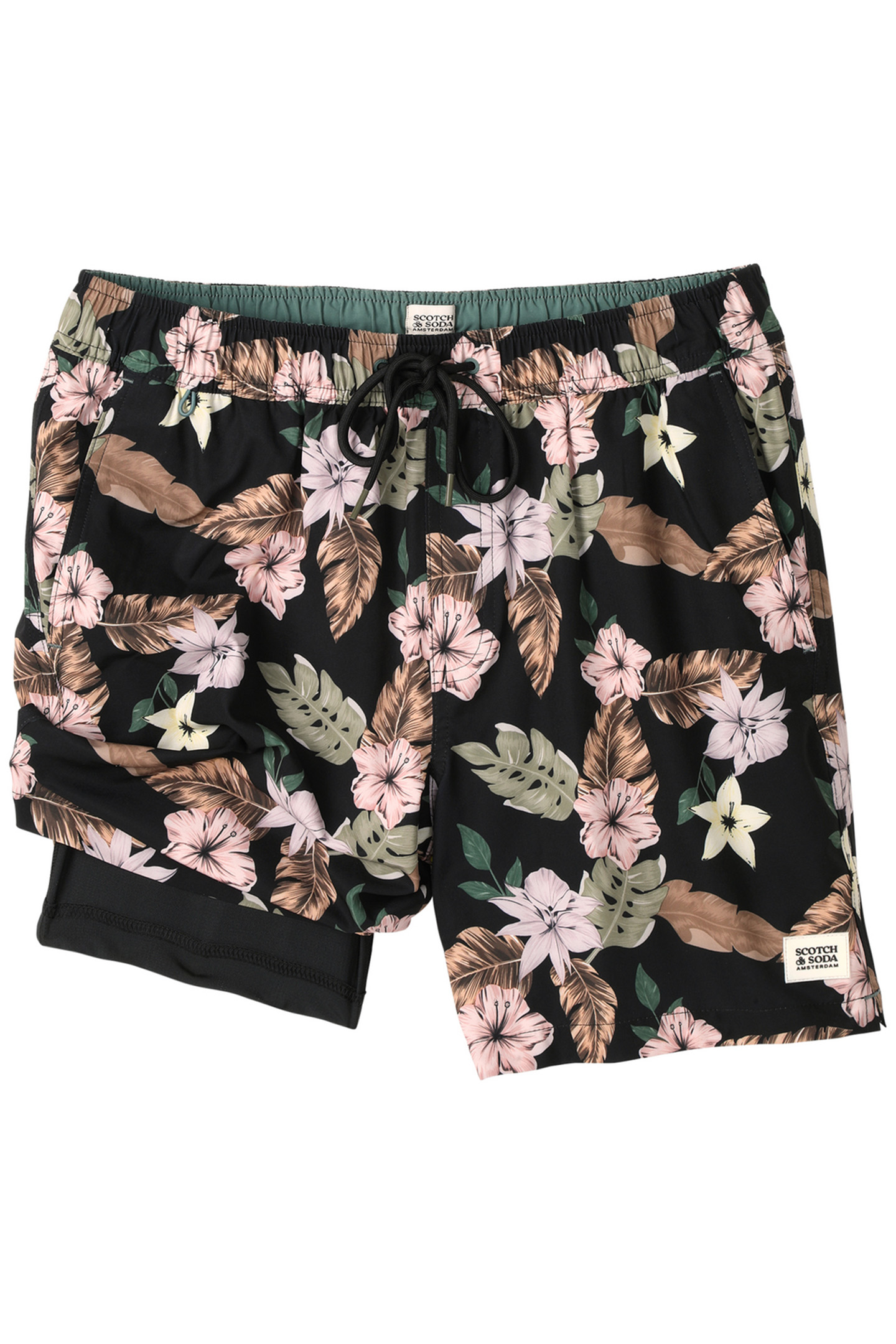 NOSTALGIA FLORAL SWIM TRUNK BLACK GREY 3
