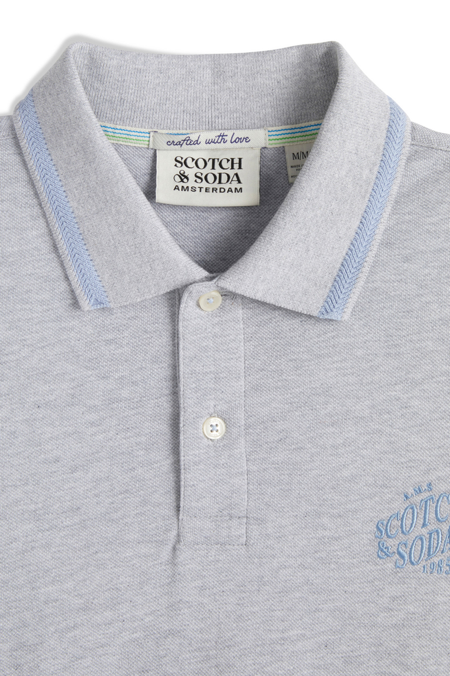 PIQUE SS POLO GREY/WHITE 3