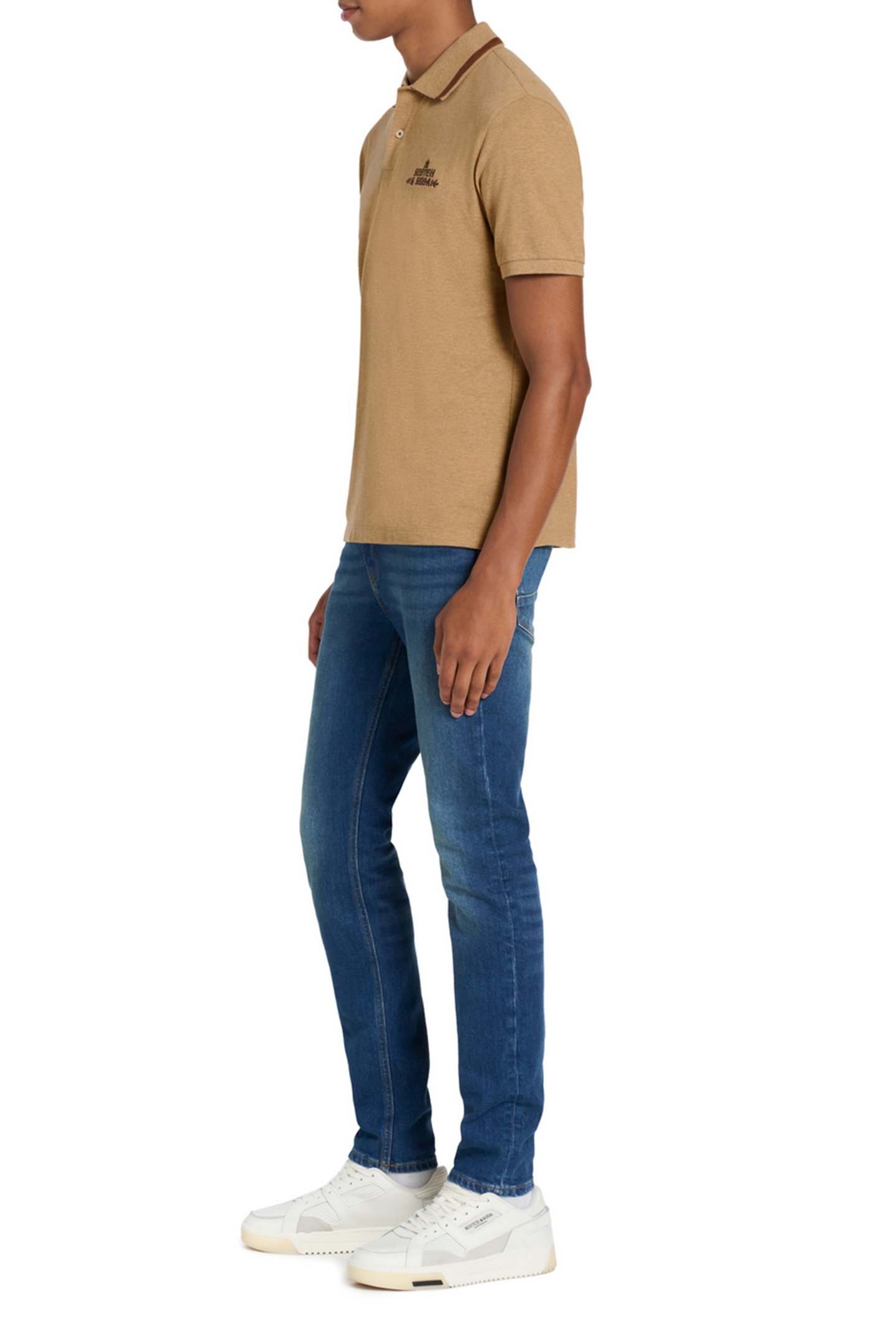 PIQUE SS POLO BROWN/GOLD 5