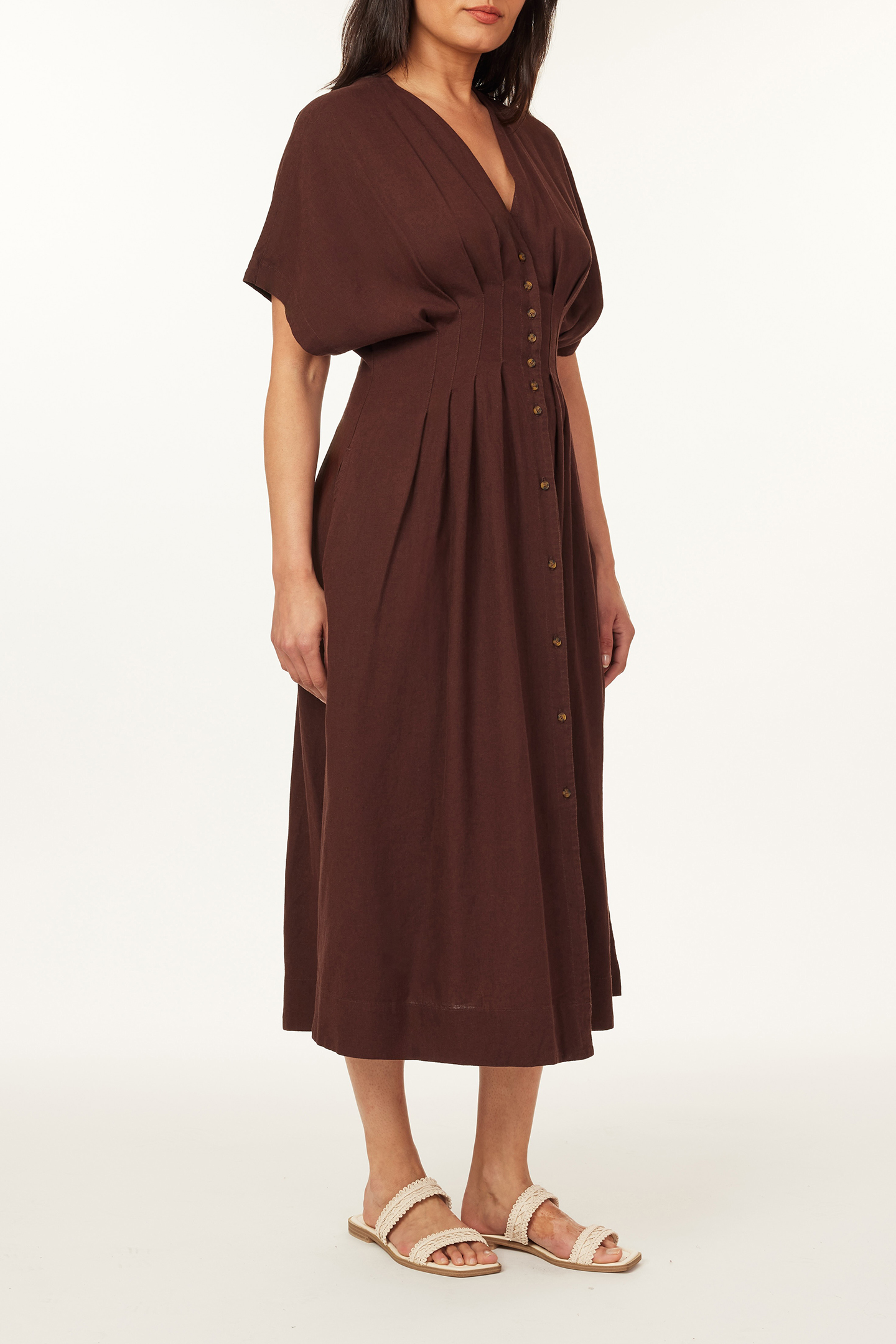 MULTI PLEATED DOLMAN DRESS PUCE 5