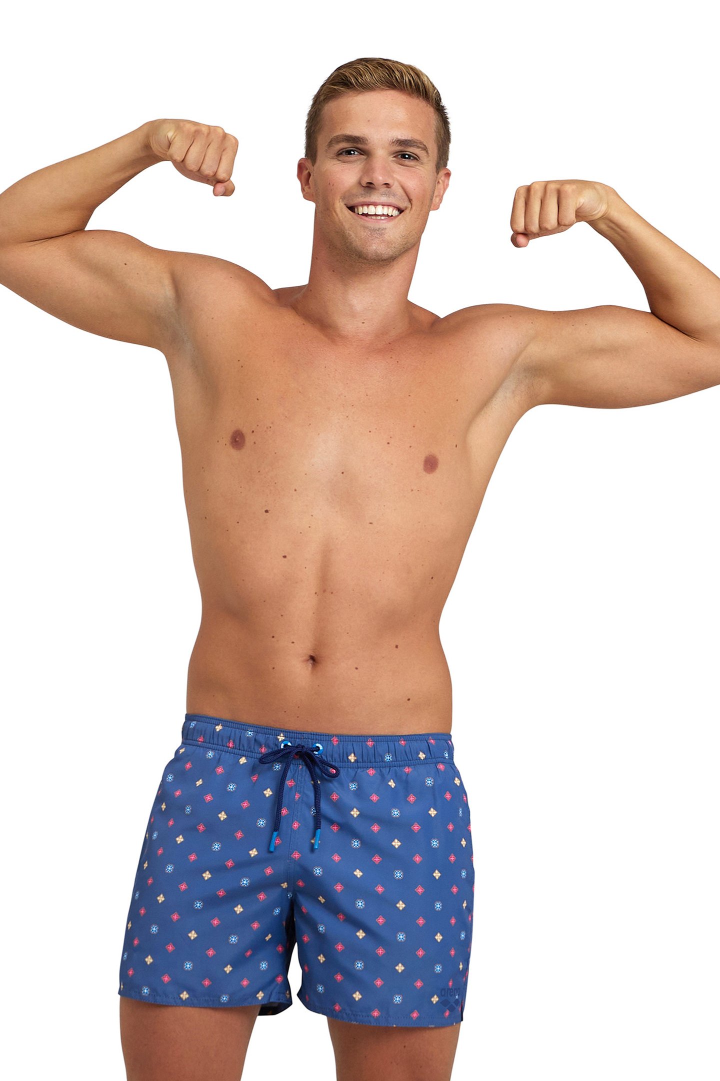 MEN'S BEACH SHORT ALLOVER GREY BLUE MICROFLOWERS MU by Arena
