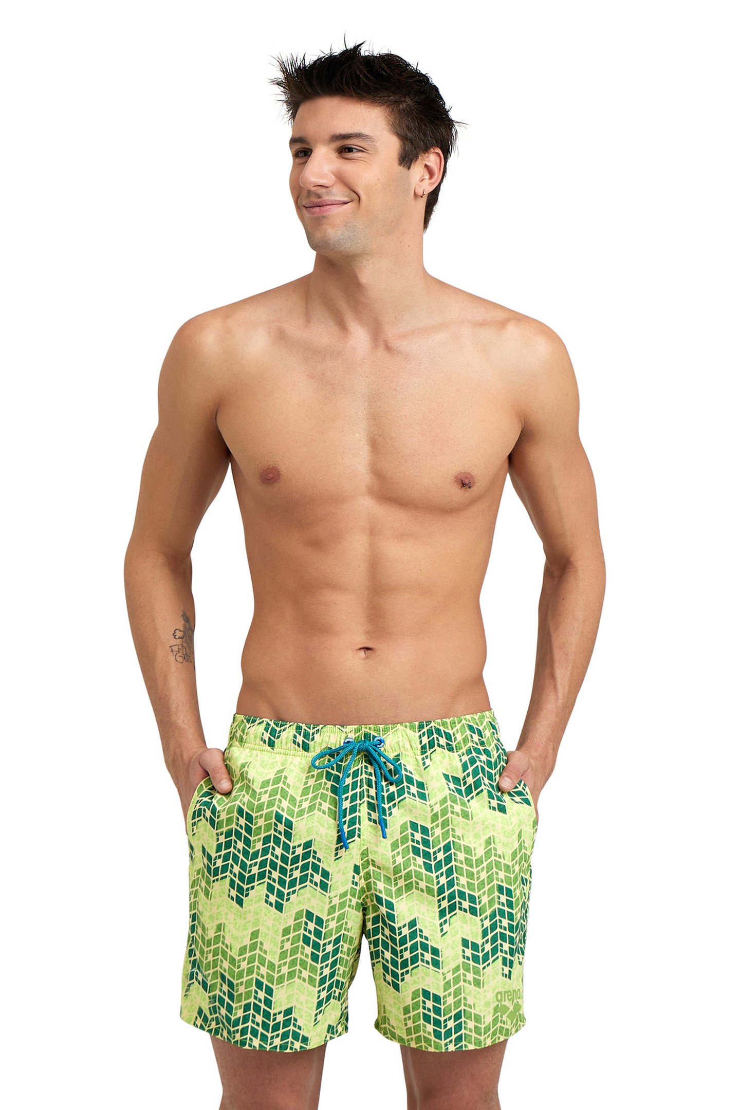 MEN'S BEACH BOXER ALLOVER SOFT GREEN MULTI by Arena