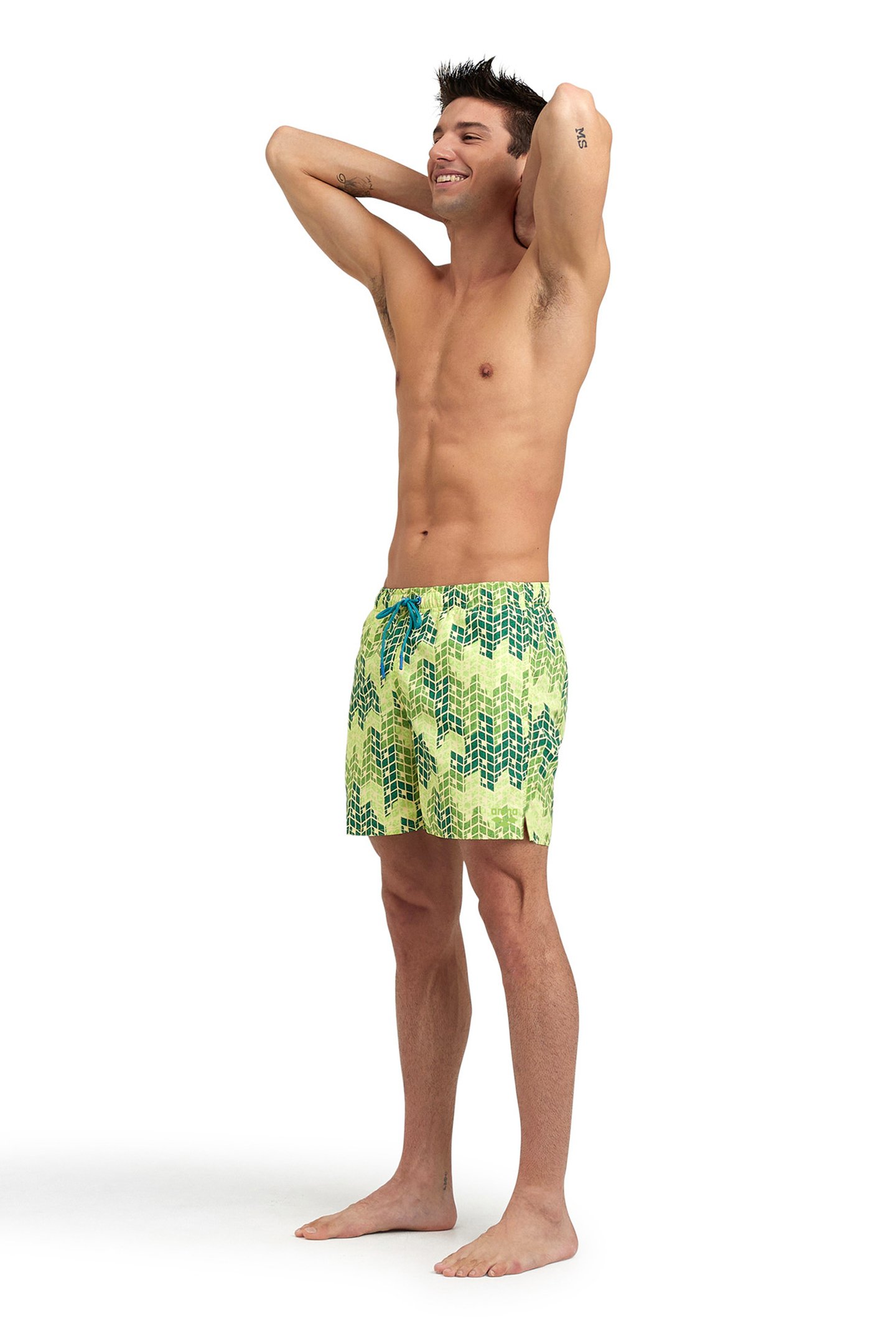 MEN'S BEACH BOXER ALLOVER SOFT GREEN MULTI 3