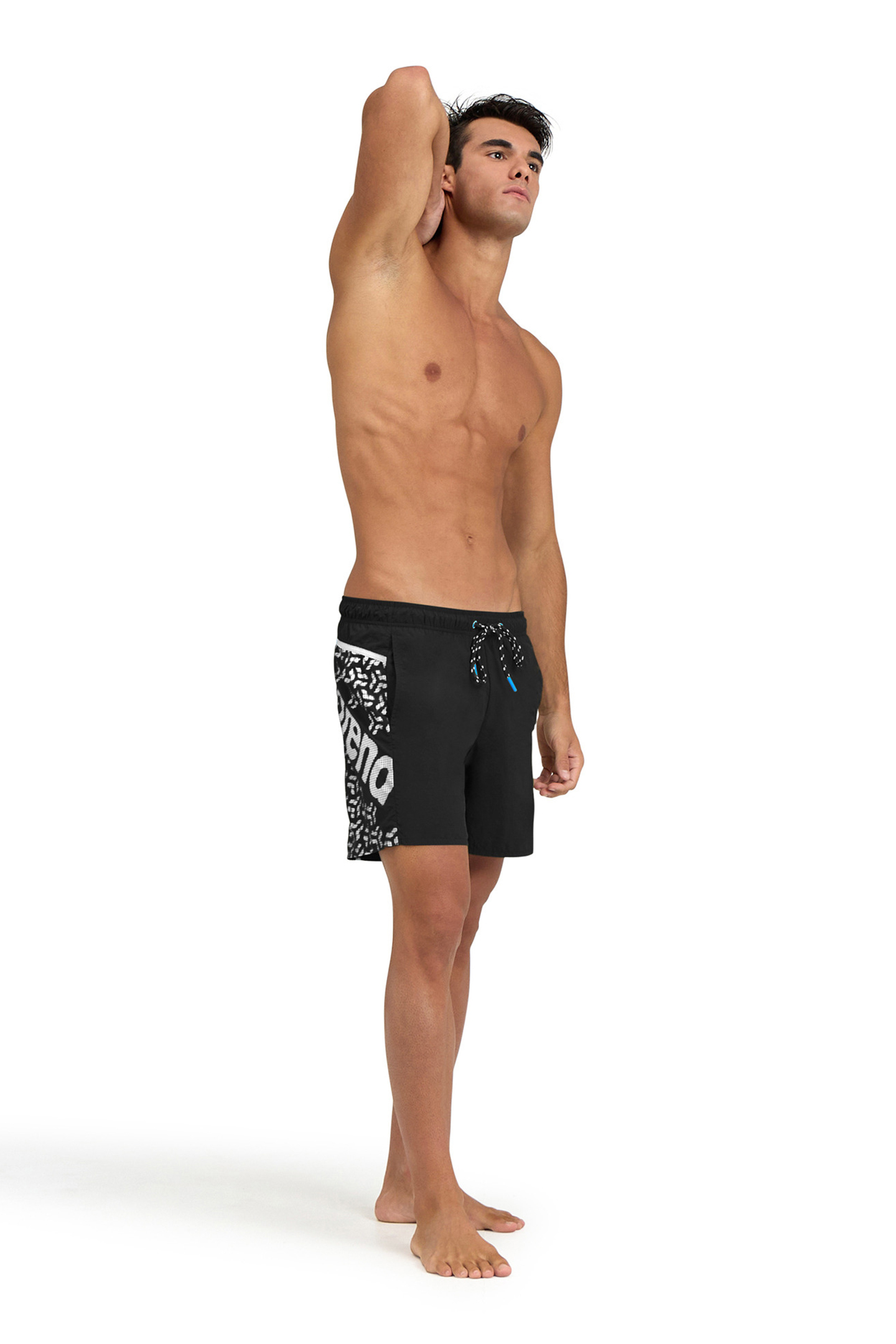 MEN'S ARENA PRO_FILE BEACH BOXER LOGO BLACK-WHITE 3