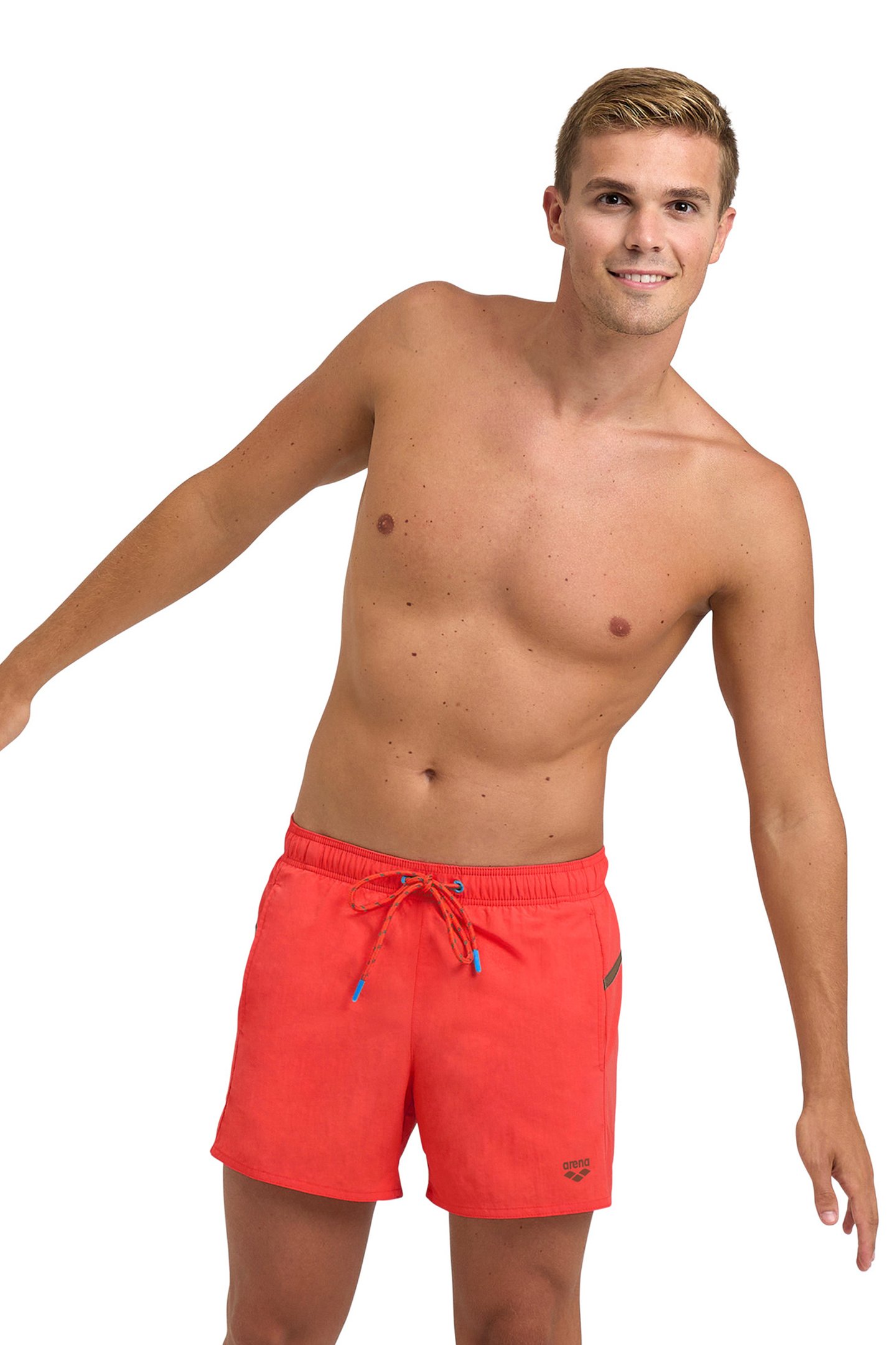 MEN'S ARENA PRO_FILE BEACH SHORT FLUO RED-DARK OLIVE by Arena
