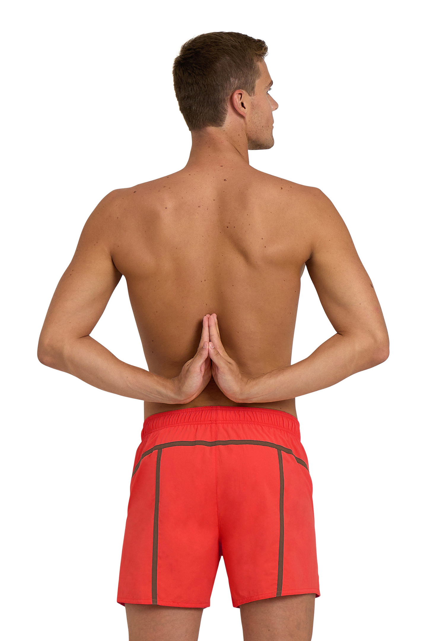 MEN'S ARENA PRO_FILE BEACH SHORT FLUO RED-DARK OLIVE 2