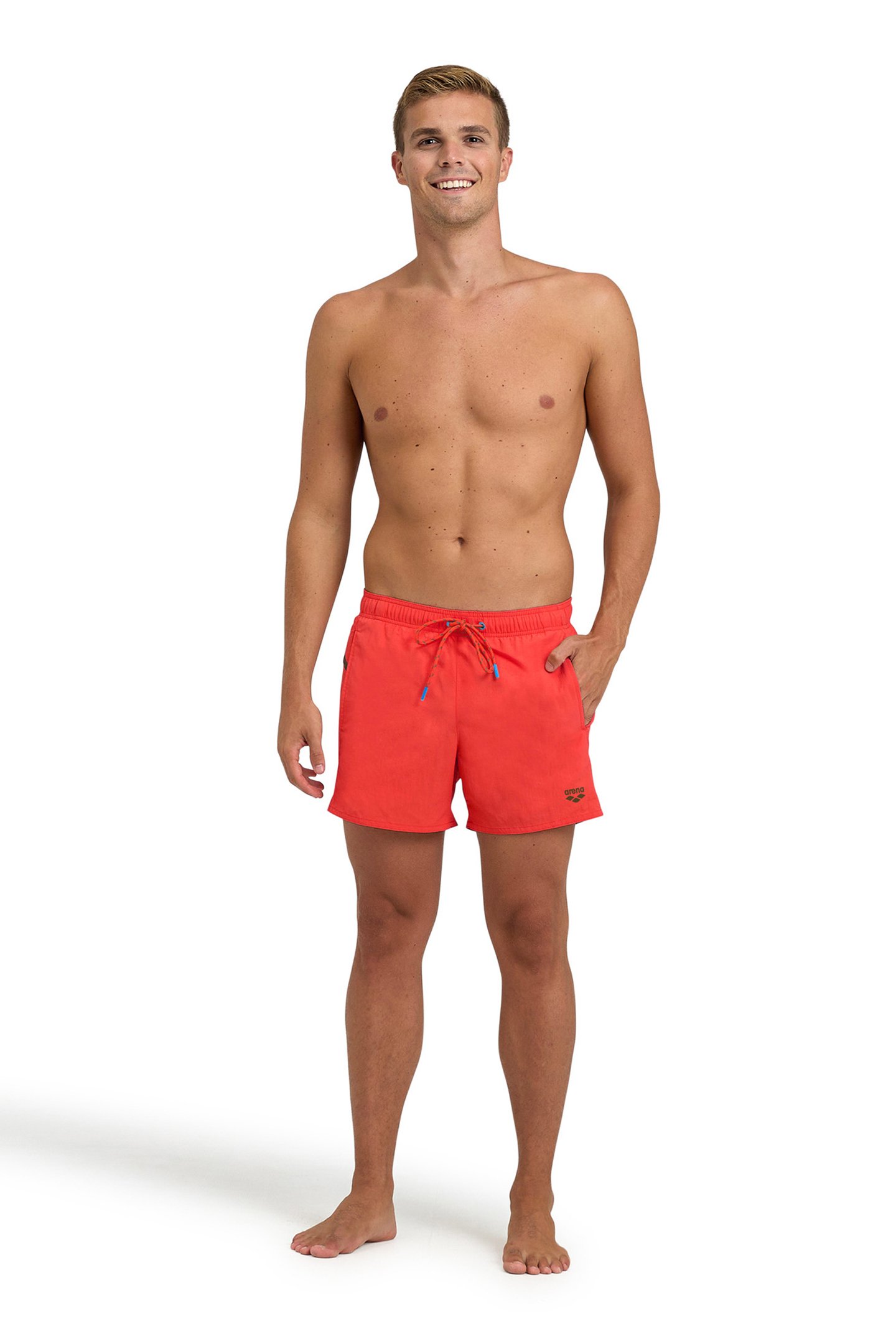 MEN'S ARENA PRO_FILE BEACH SHORT FLUO RED-DARK OLIVE 3
