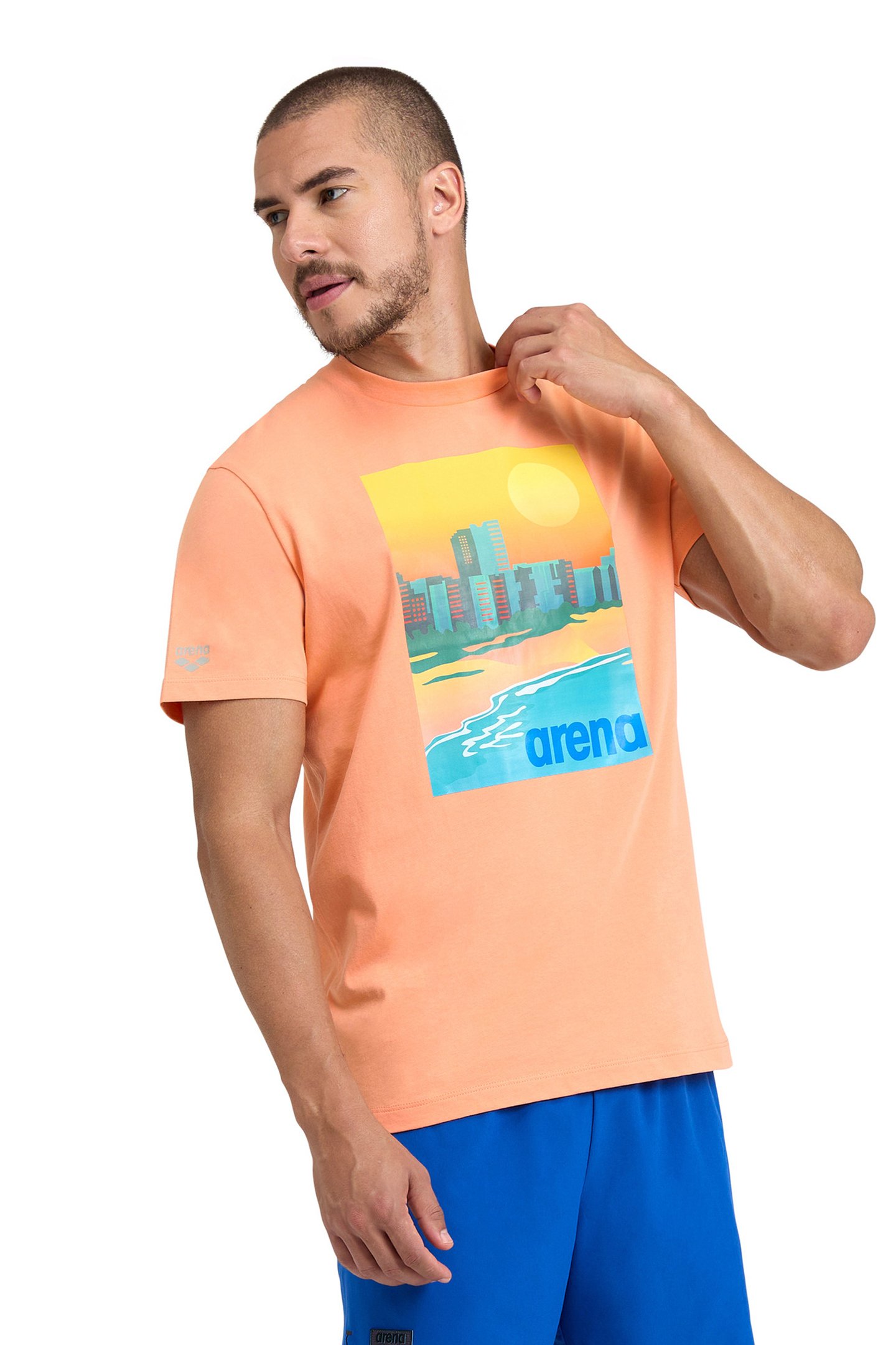 MEN'S T-SHIRT SOLID COTTON LIGHT NESPOLA-SUNSET by Arena
