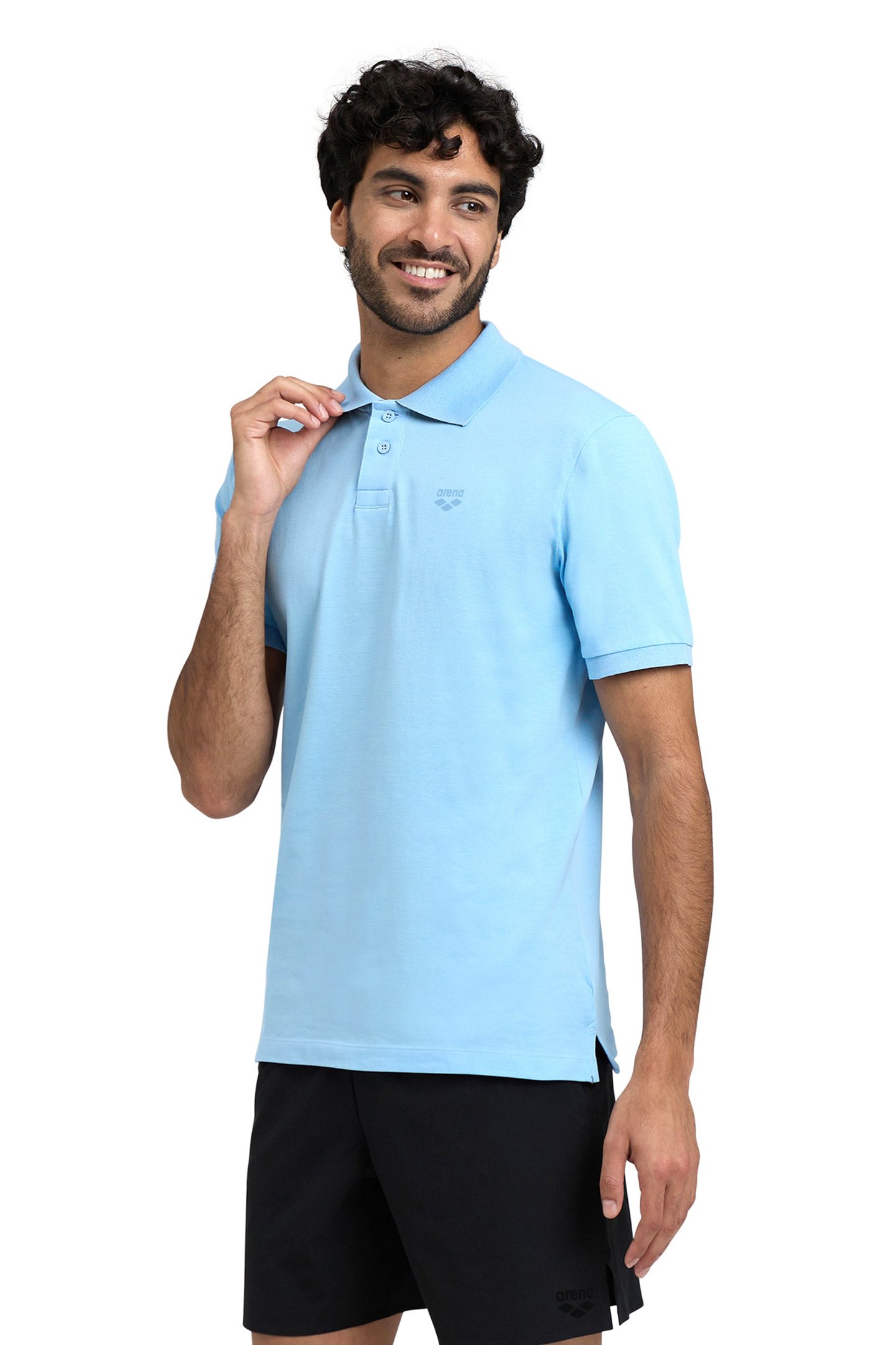 MEN'S POLOSHIRT SOLID COTTON PIQUET AQUA-NAVY by Arena