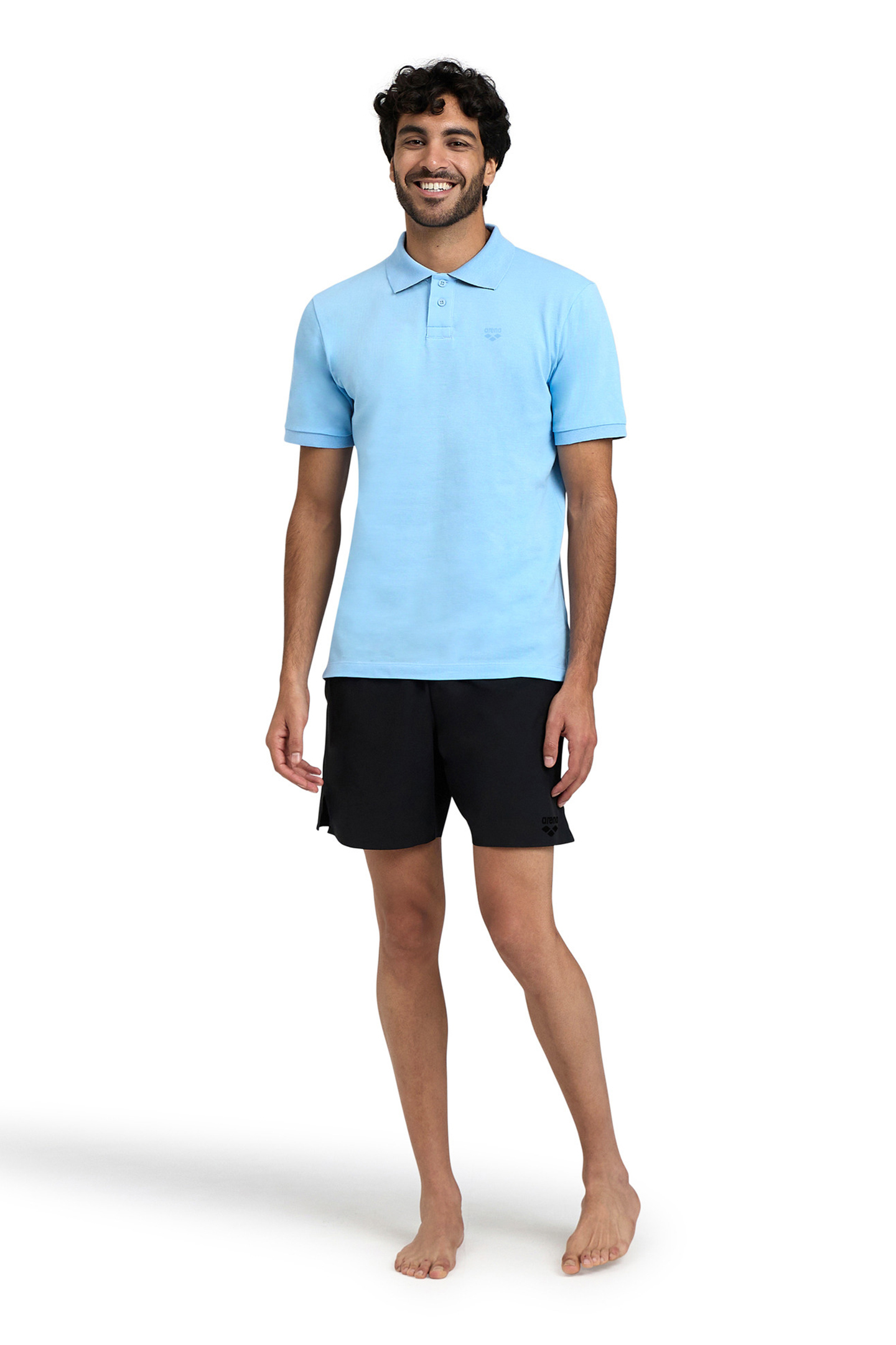 MEN'S POLOSHIRT SOLID COTTON PIQUET AQUA-NAVY 3