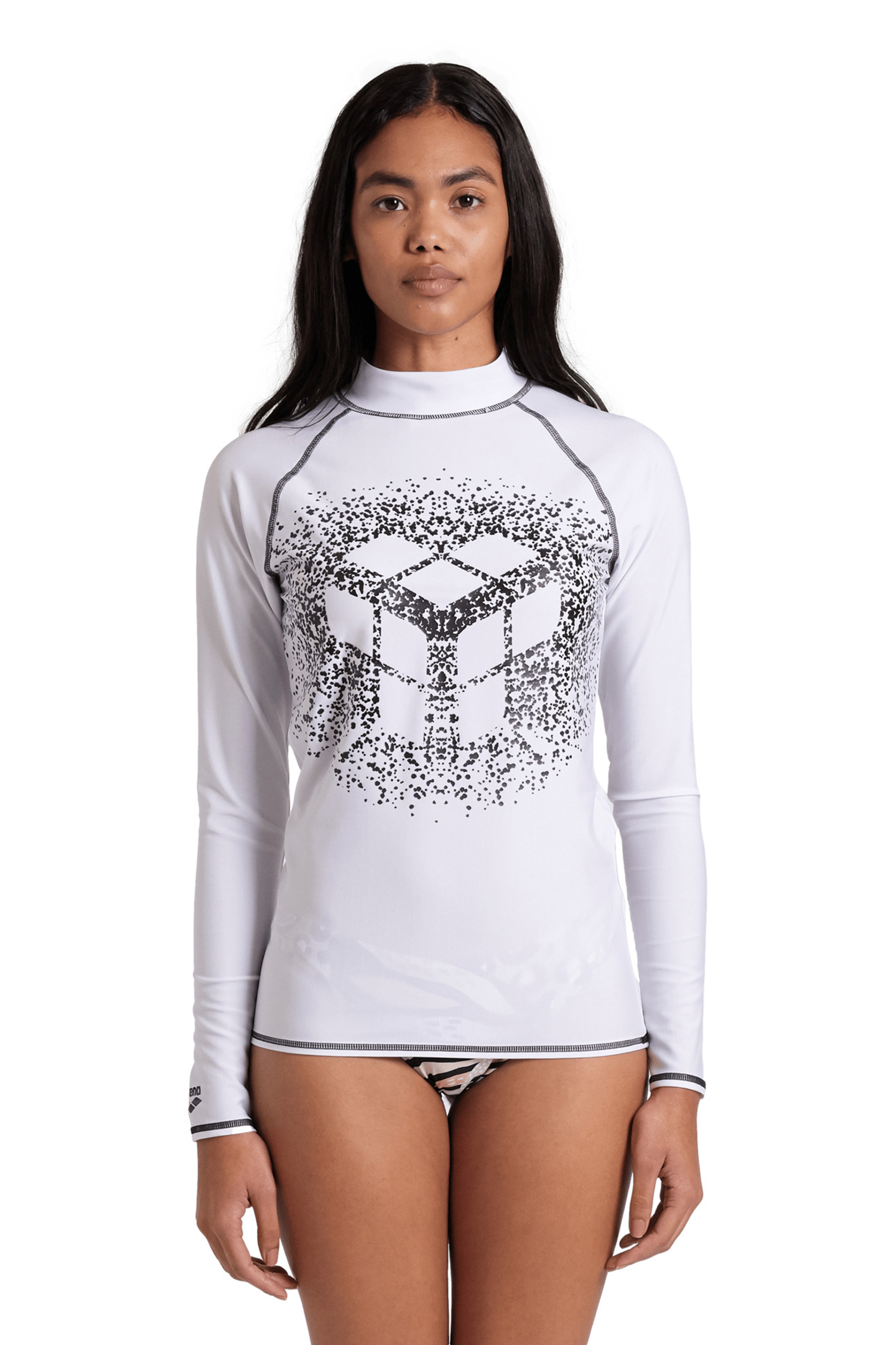 WOMEN'S ARENA RASH VEST L/S GRAPHIC WHITE-BLACK by Arena
