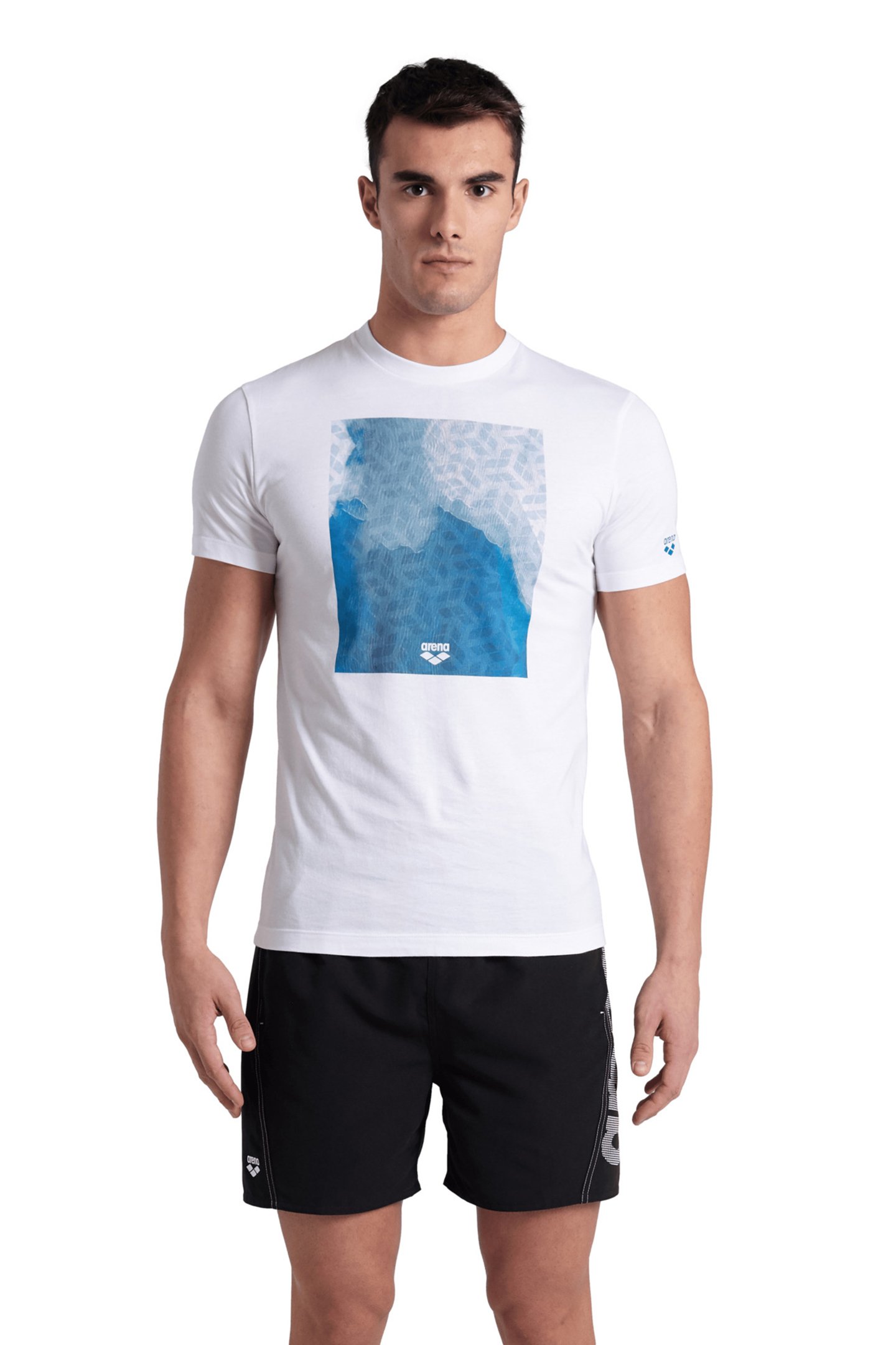 MEN'S T-SHIRT SOLID COTTON WHITE-WATER MONOGRAM by Arena