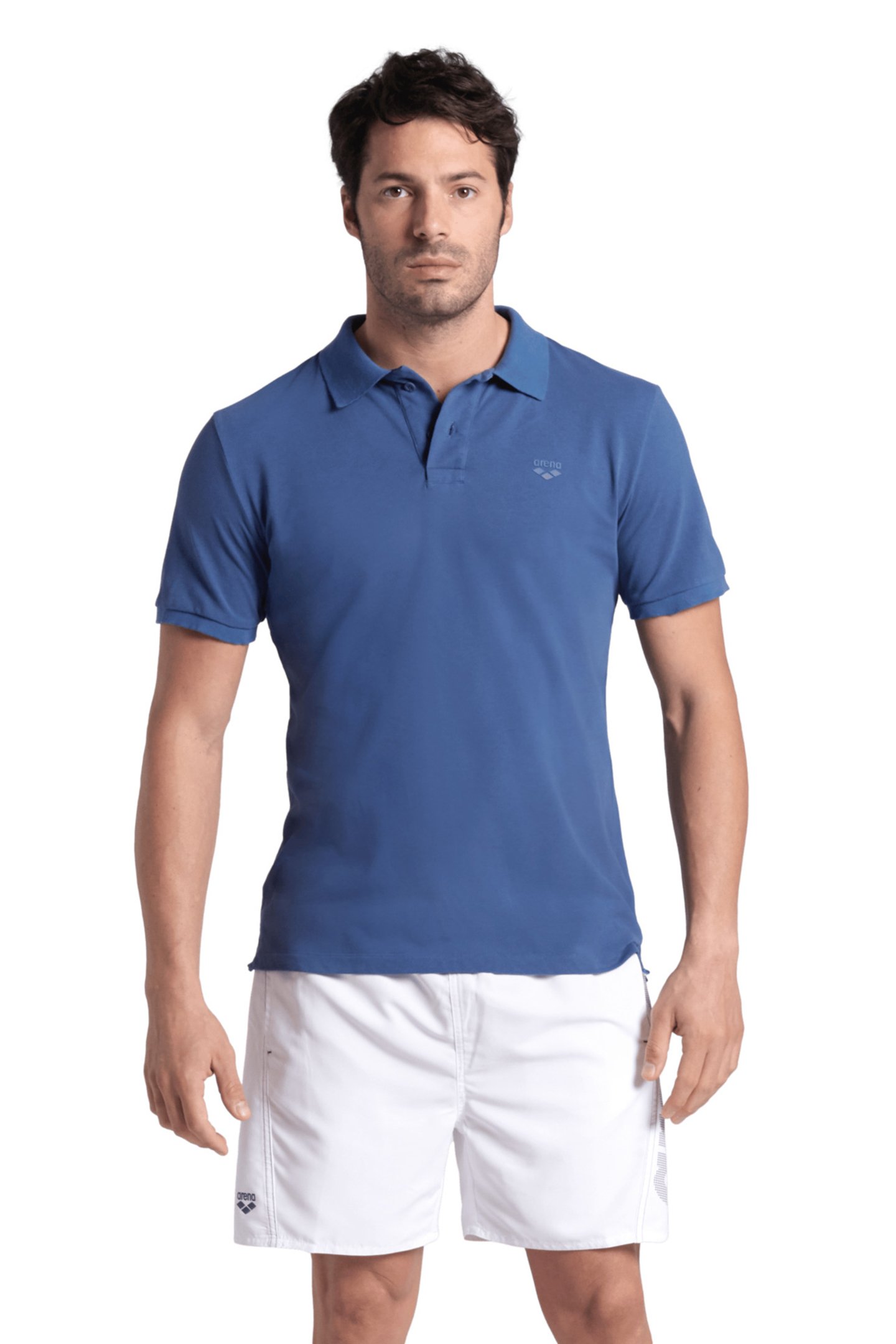 MEN'S POLOSHIRT SOLID COTTON PIQUET GREY BLUE-NAVY by Arena