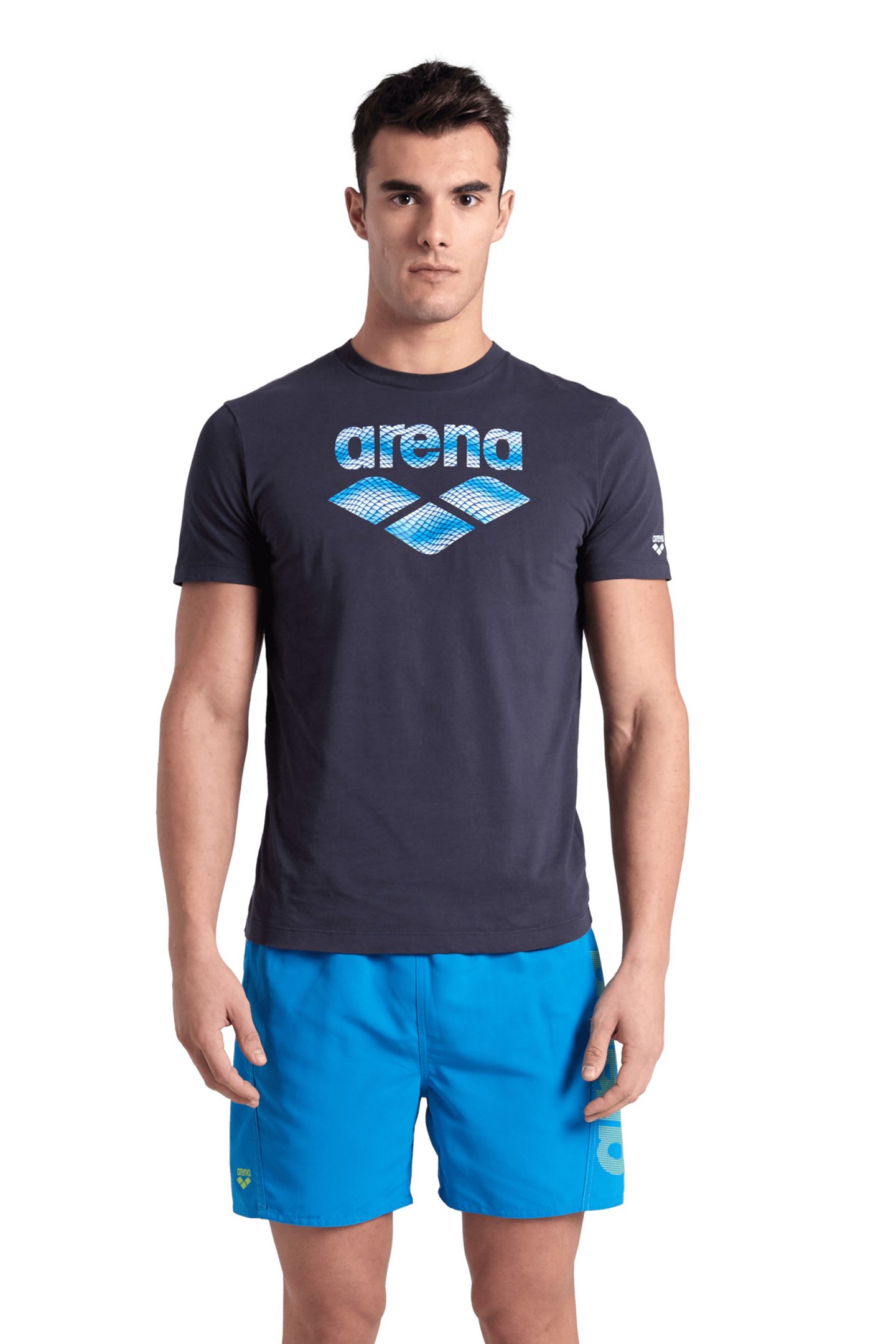 MEN'S T-SHIRT SOLID COTTON NAVY-ARENA FISH SCALES by Arena