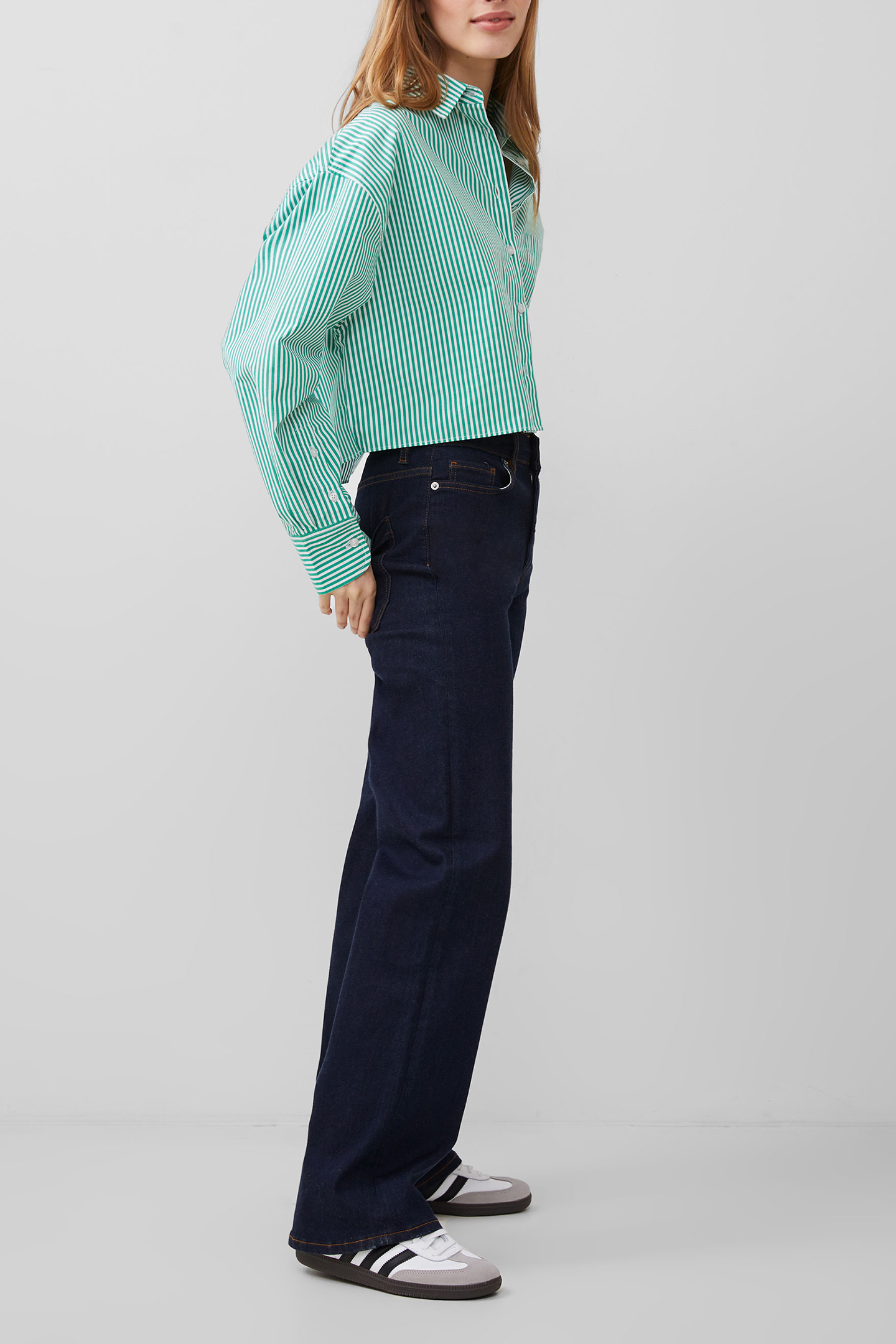 ALISSA STRIPE CROPPED SHIRT JELLY BEAN/WHITE 3