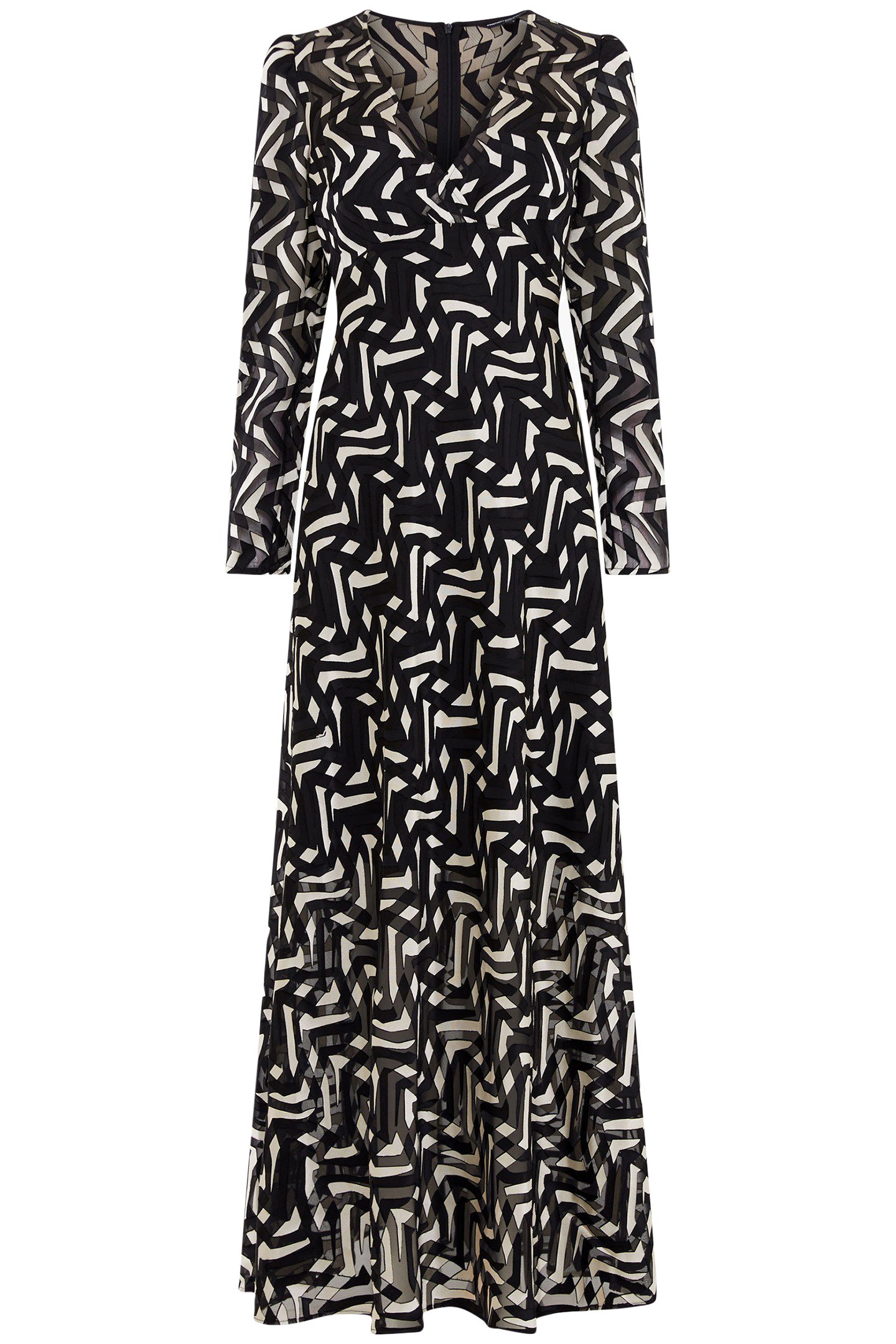 DIANDRA SATIN BURNOUT DRESS BLACK/CREAM 3