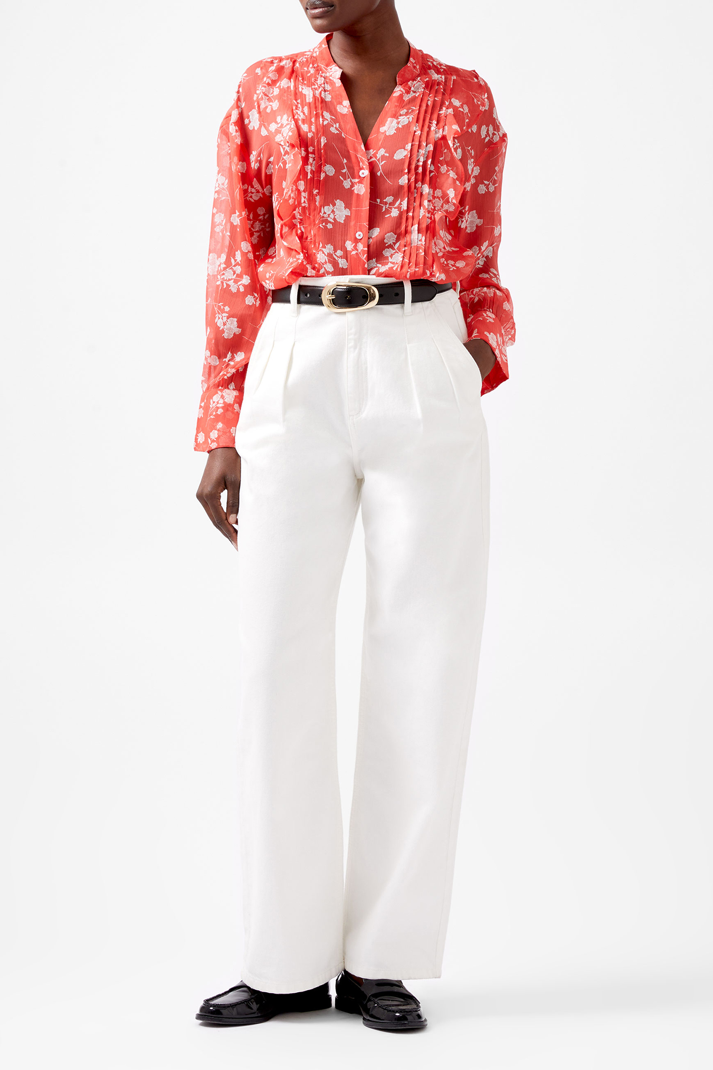 ALESSANDRA CRINKLE BLOUSE CAYENNE RED/WHITE 2