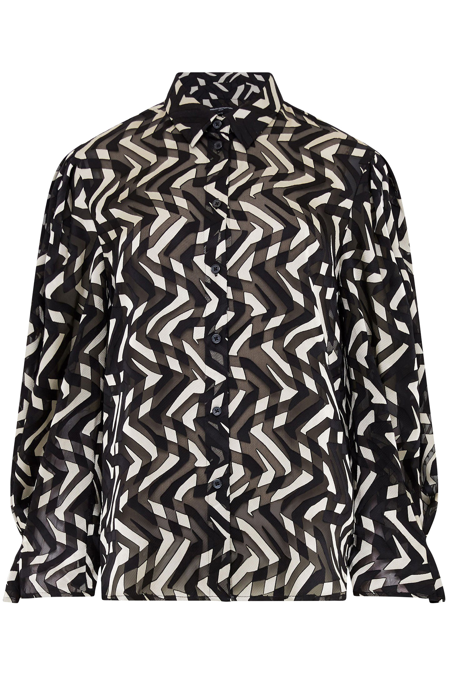 DIANDRA SATIN BURNOUT TOP BLACK/CREAM 3