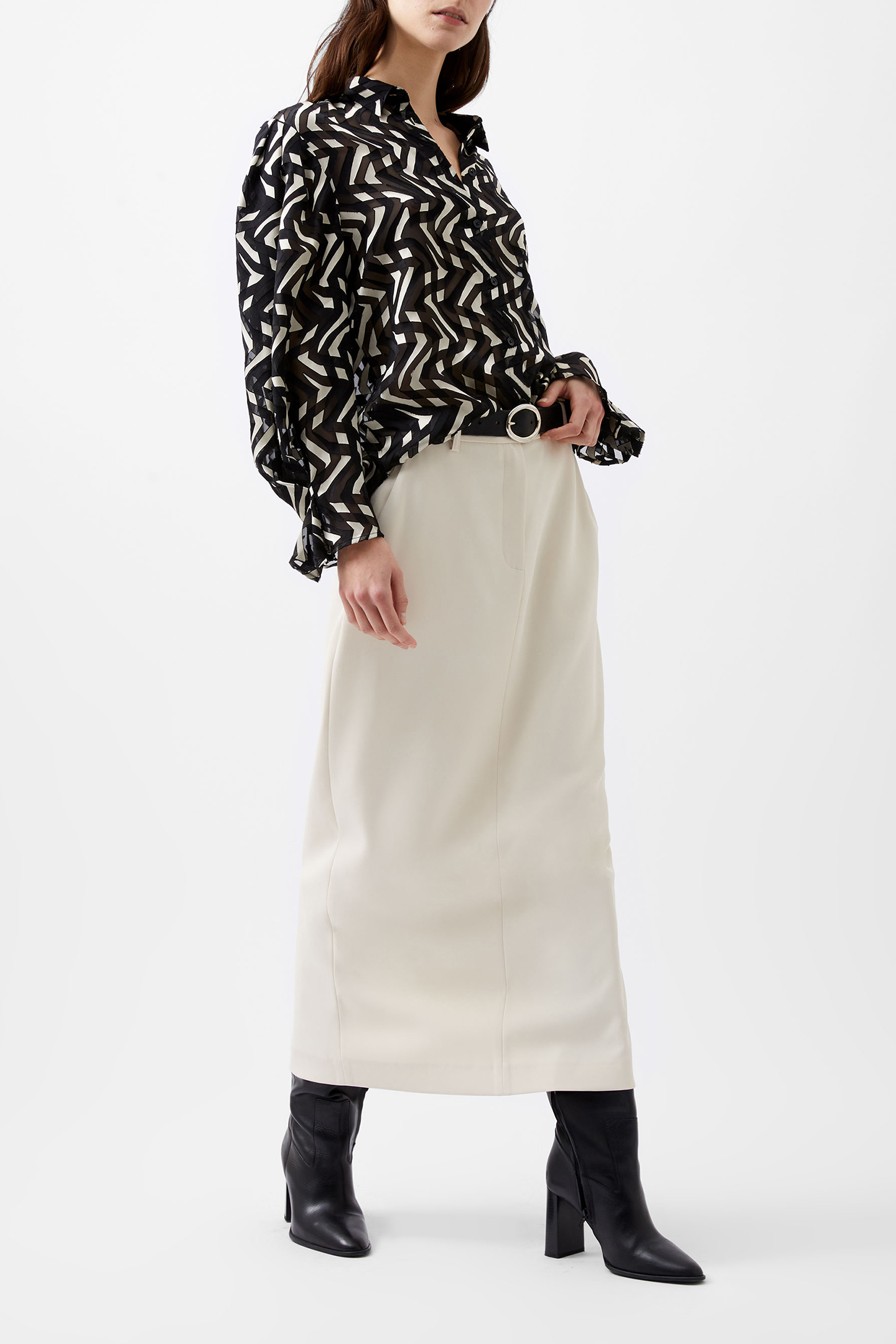 DIANDRA SATIN BURNOUT TOP BLACK/CREAM 4