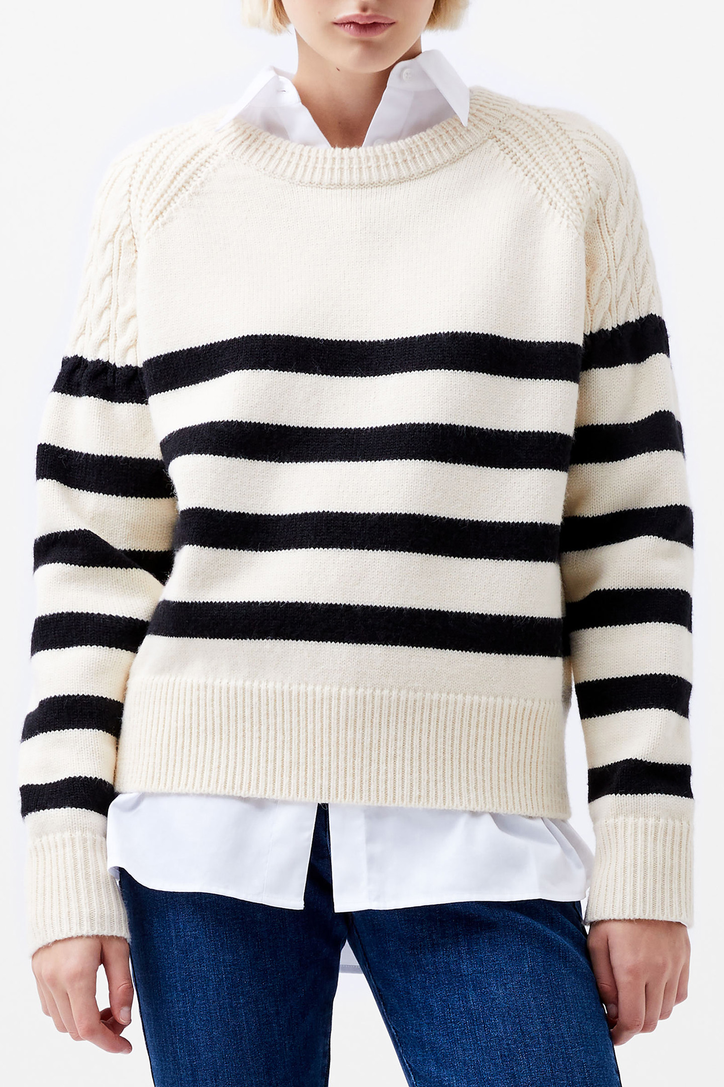QUINLEY STRIPE JUMPER CLASSIC CREAM/BLACKO 1