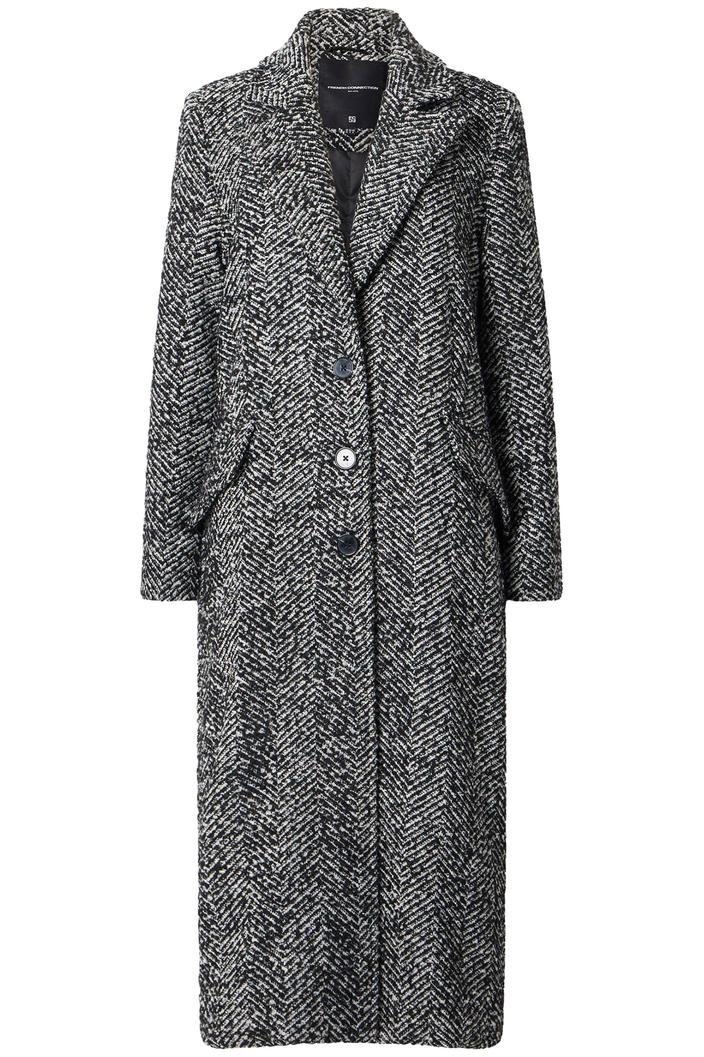 CHANTELLE HERRINGBONE COAT BLACK/WHITE 3