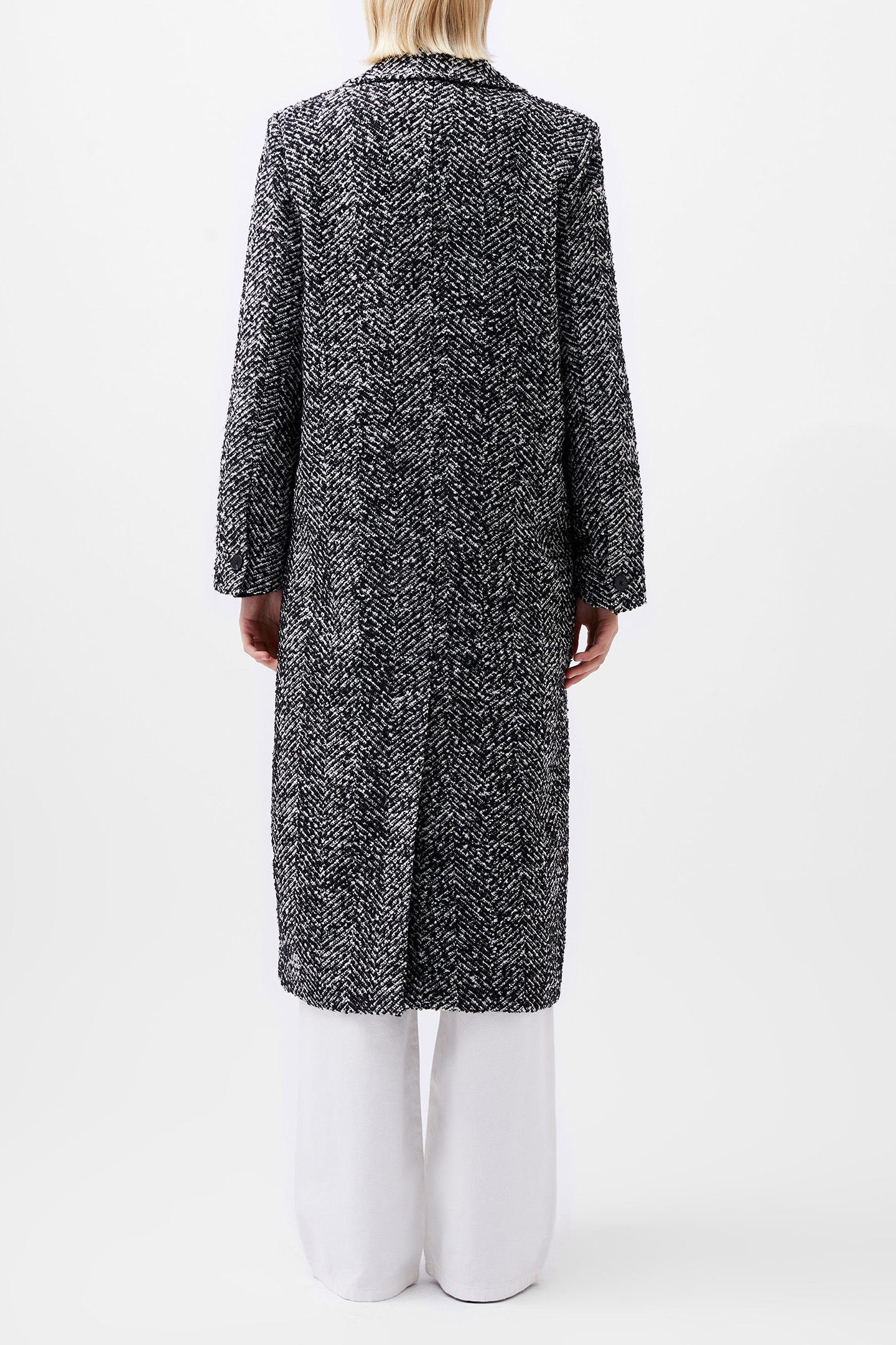 CHANTELLE HERRINGBONE COAT BLACK/WHITE 2