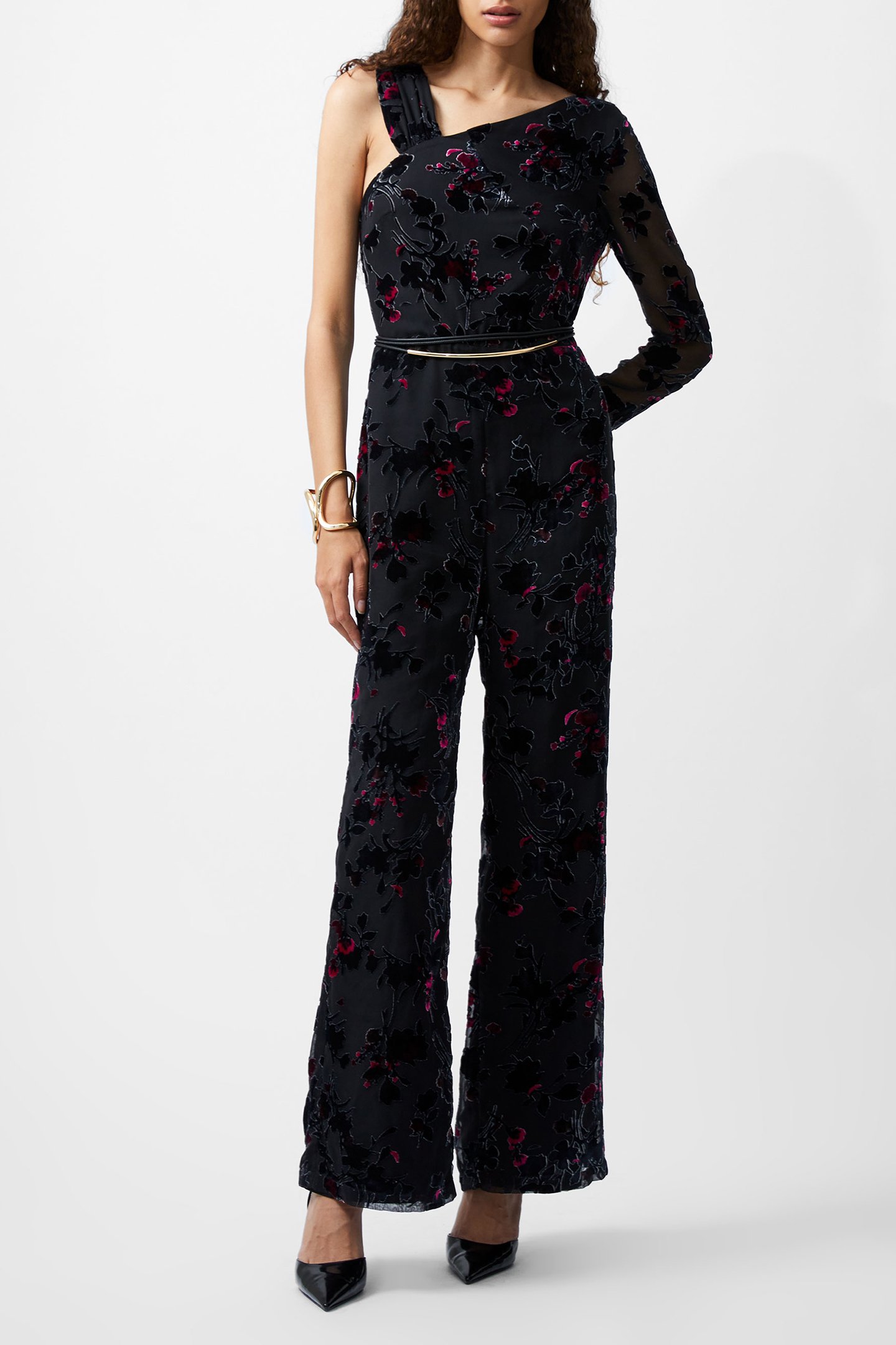GUTHREN BURNOUT JUMPSUIT BAKED CHERRY by French Connection