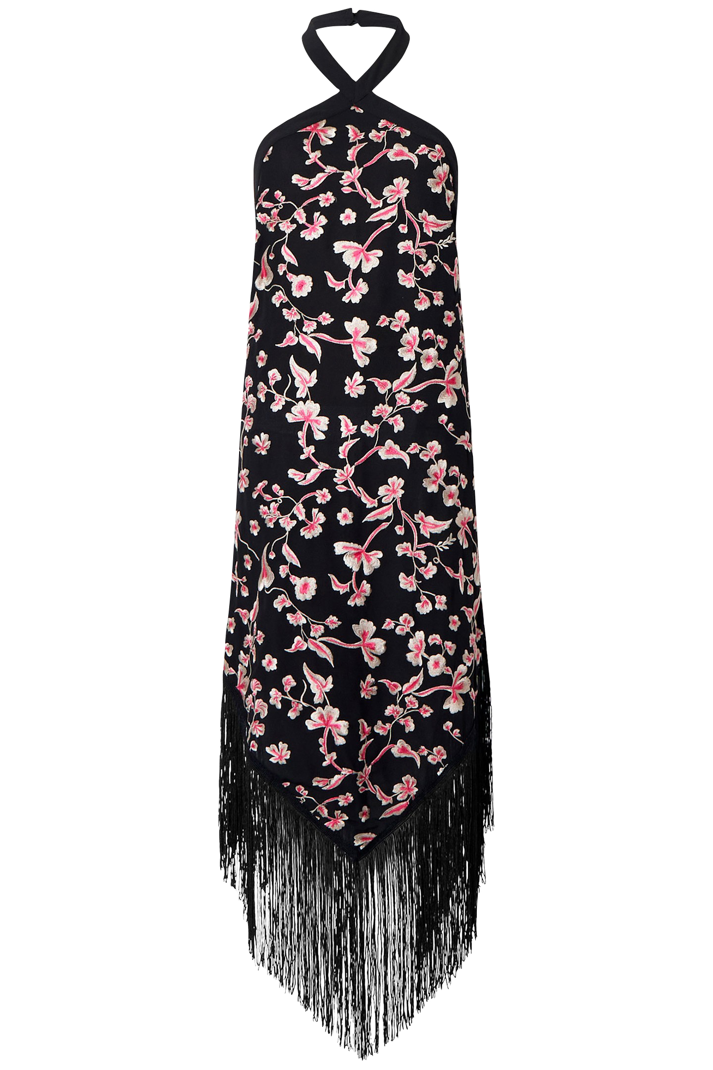 BRYONY EMB HALTER NK DRESS BLACKOUT/PINK MULTI 3